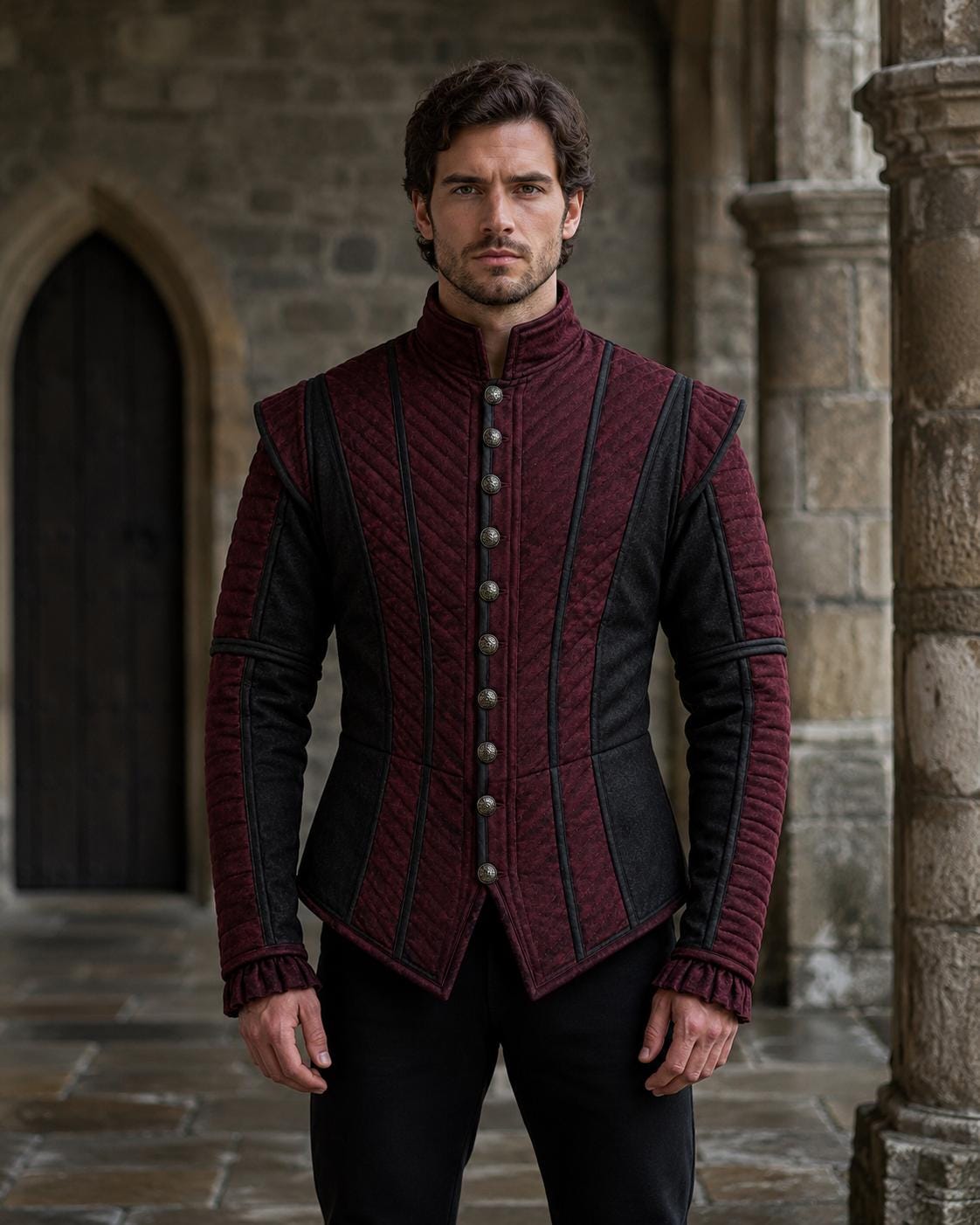 Viking Jacket - Handmade Viking Leather Jacket for Men Norse Warrior Fur Collar Coat, Medieval