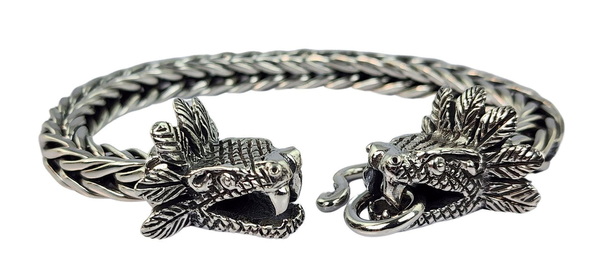 Viking Odin Necklace - Heavy Odin Wolves Viking Bangle Bracelet - 925 Sterling Silver Nordic Amulet