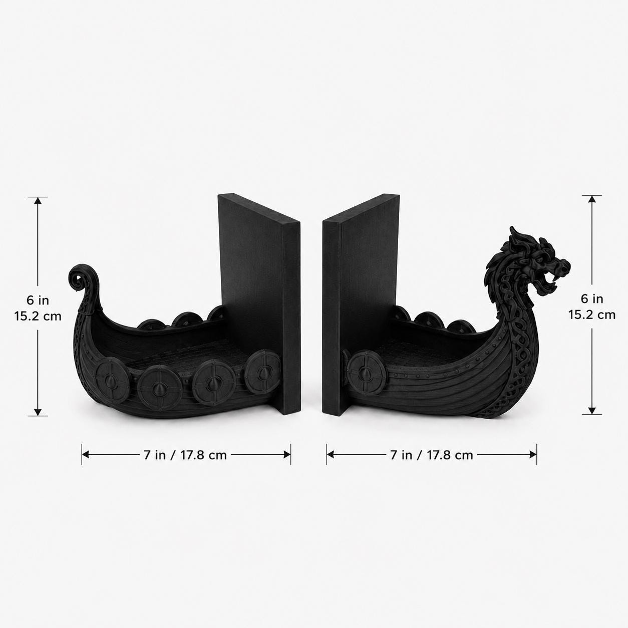 Viking Longship Home Decor - Viking Ship Bookends Set of 2, Norse Dragon Book Ends, Viking Longship