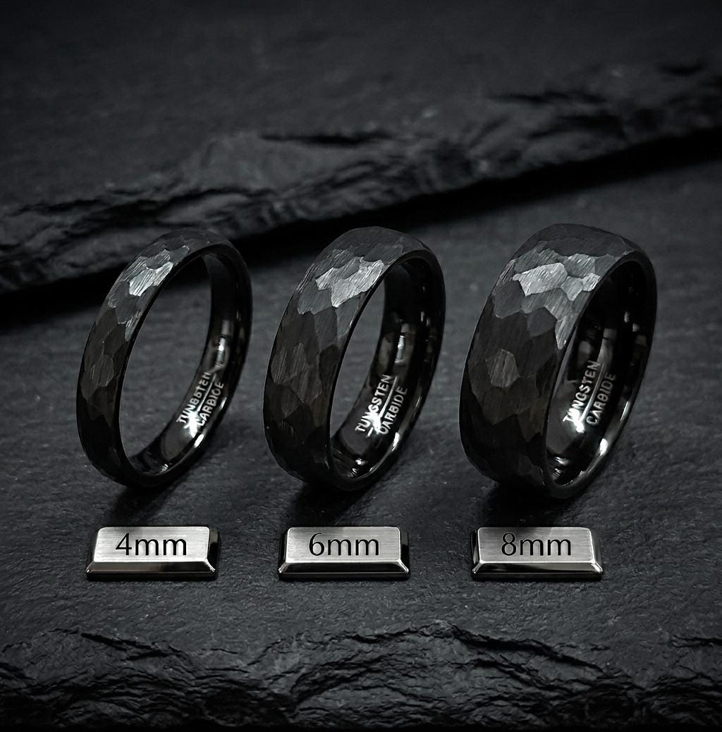 Viking Rune Ring Wood 8mm, Silver Tungsten Norse Ring for Men, Koa Wood Wedding Band, Ancient