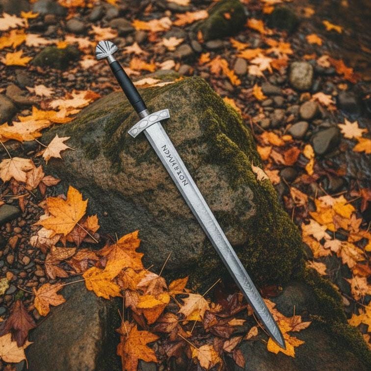 Viking Weapon Replica - Hand Forged Northmen Damascus Sword Replica, Authentic Viking Inspired