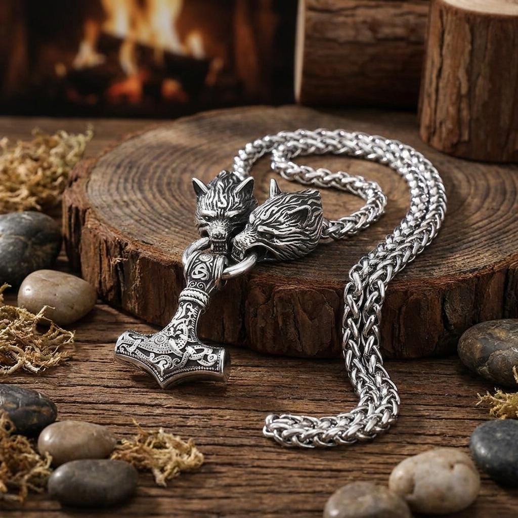 Viking Thor's Hammer Necklace - Thor's Hammer Necklace · Viking Mjolnir Pendant · Norse Rune