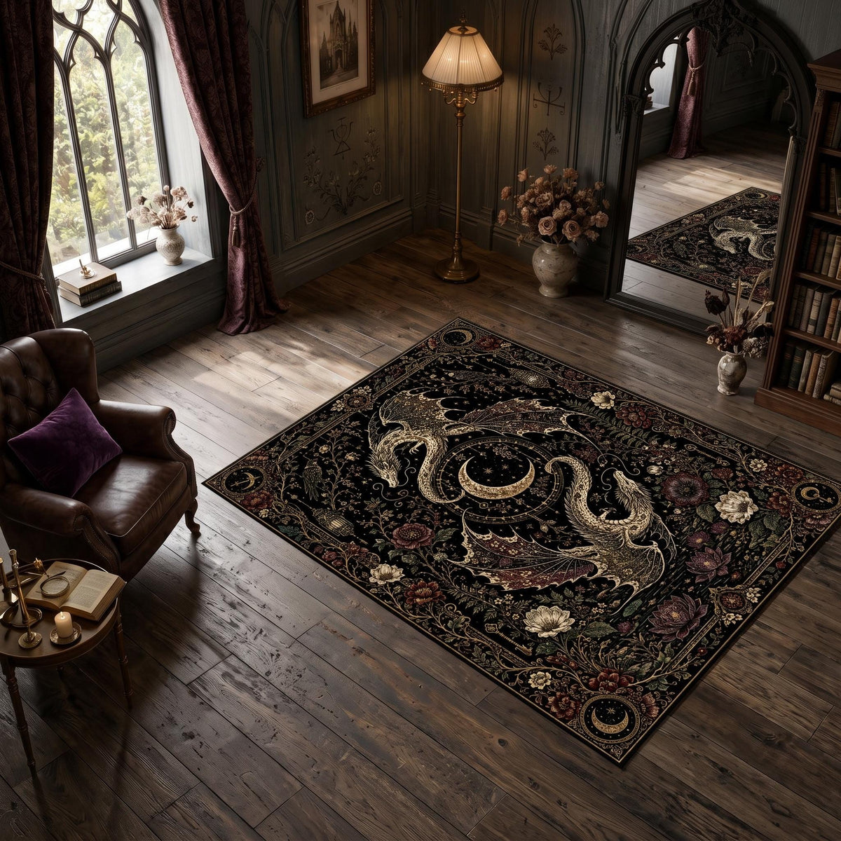 Viking Rug - Viking Dragon Knotwork Rug, Norse Mythology, Celtic Serpent Warrior (40x60cm)