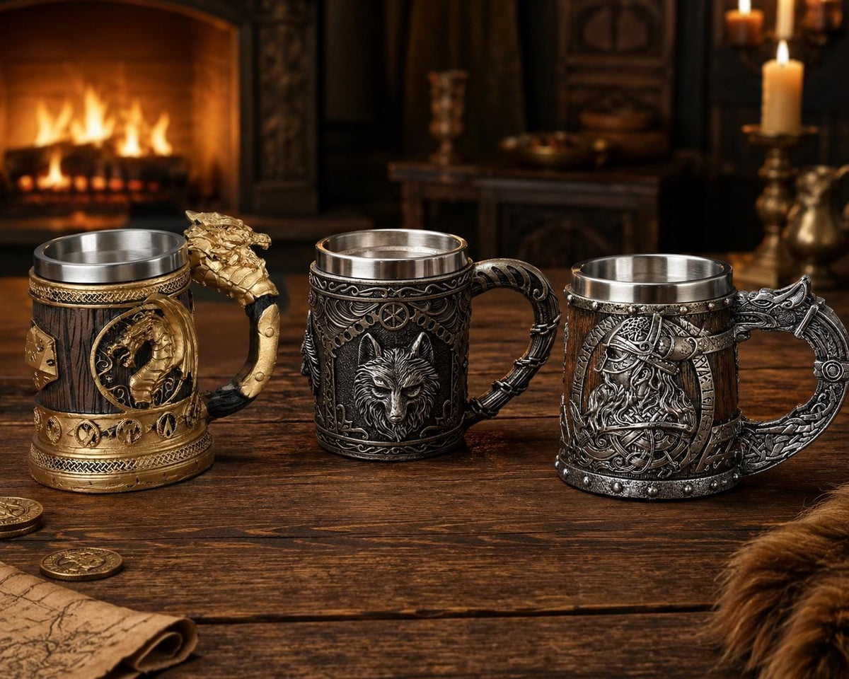 Viking Mug - Handcrafted Viking Horn Mug with Handle: Norse Mead Cup 500-700ml