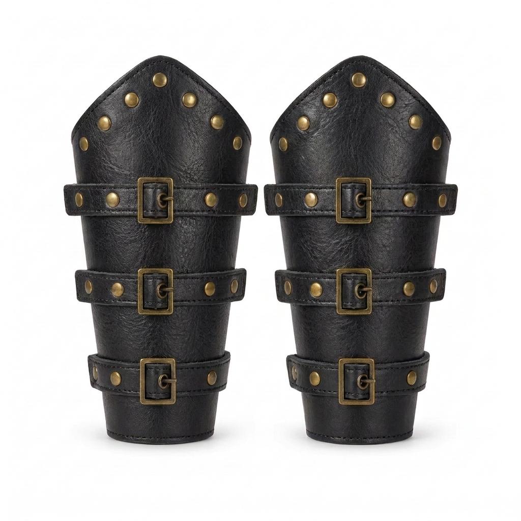 Viking Costume & LARP - Handmade Medieval Viking Leather Accessories Set, Genuine Cowhide Belt