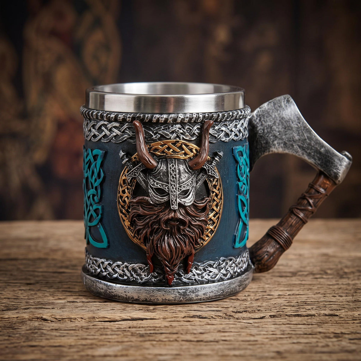Viking Thor's Hammer Mug - Viking horn-Norse symbol engraved Horn Mugs - Vegvisir, Thor's Hammer