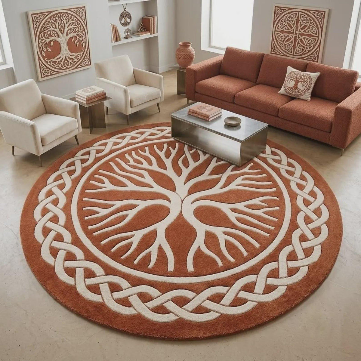 Viking Yggdrasil Tree of Life Rug - Yggdrasil Tree Of Life Round Rug, Nordic Carpet, Vikings Rug