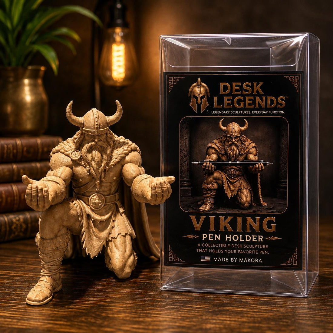 Viking Home Decor - Legends Viking pen holder 3.75 Inch Tall statue desk accessory for home and