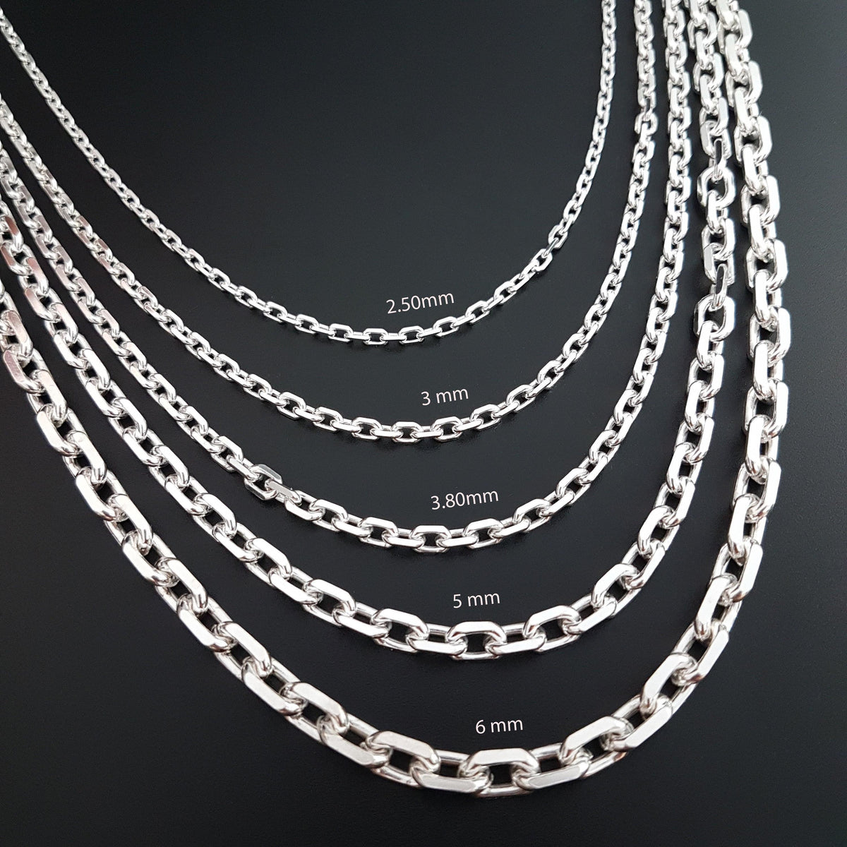 Viking Necklace - Oxidized Silver Square Byzantine Chain Necklace, 925 Sterling Silver Viking