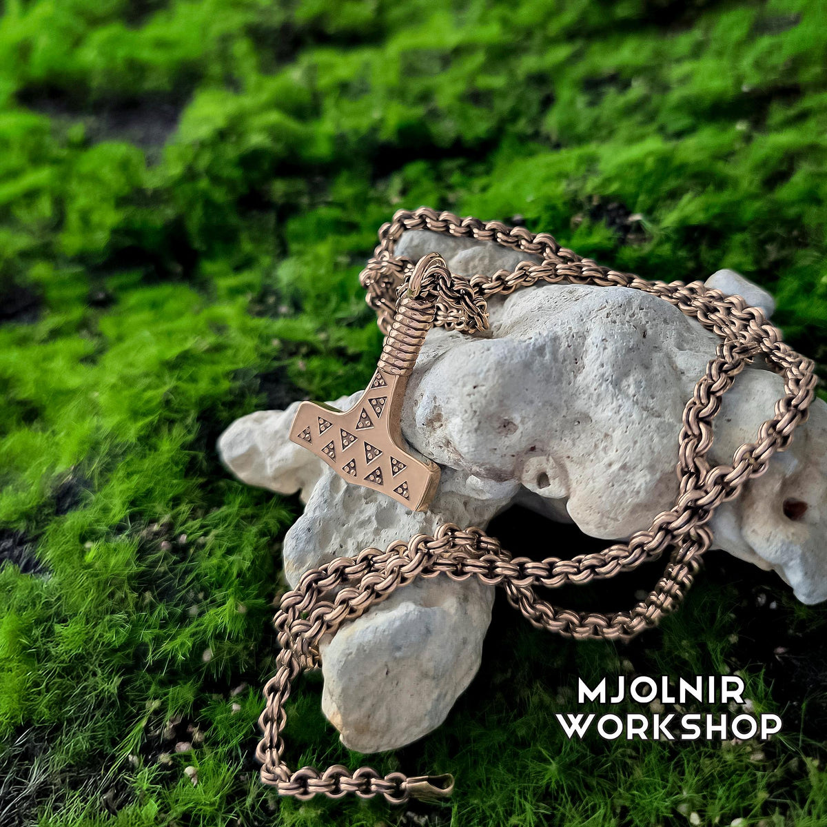 Viking Necklace - Bronze Double-link Viking Chain Necklace - Norse Jewelry