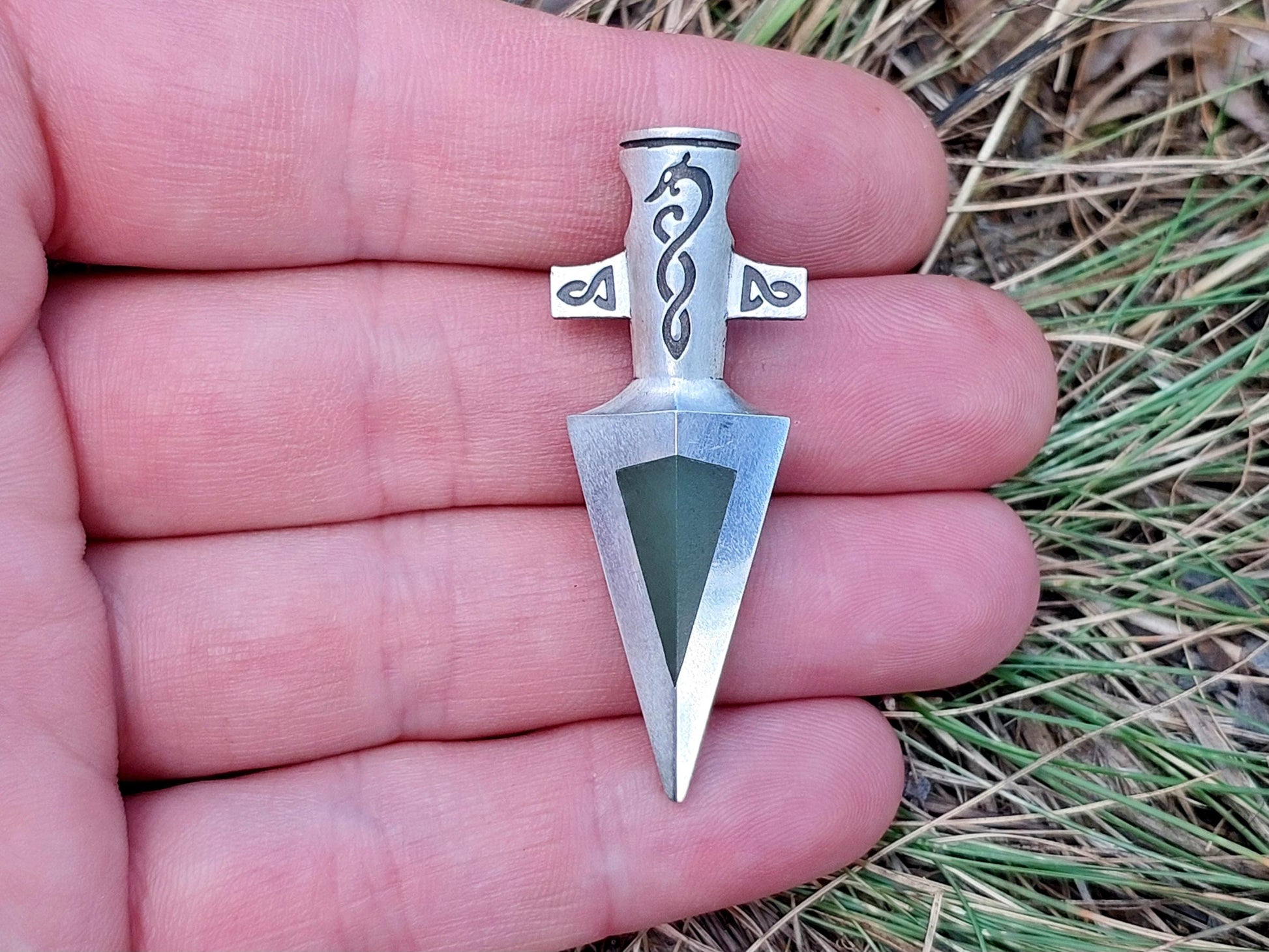 Viking Necklace - Labradorite Viking Axe Pendant, Norse Axe Necklace, Handmade Stone Amulet, Silver