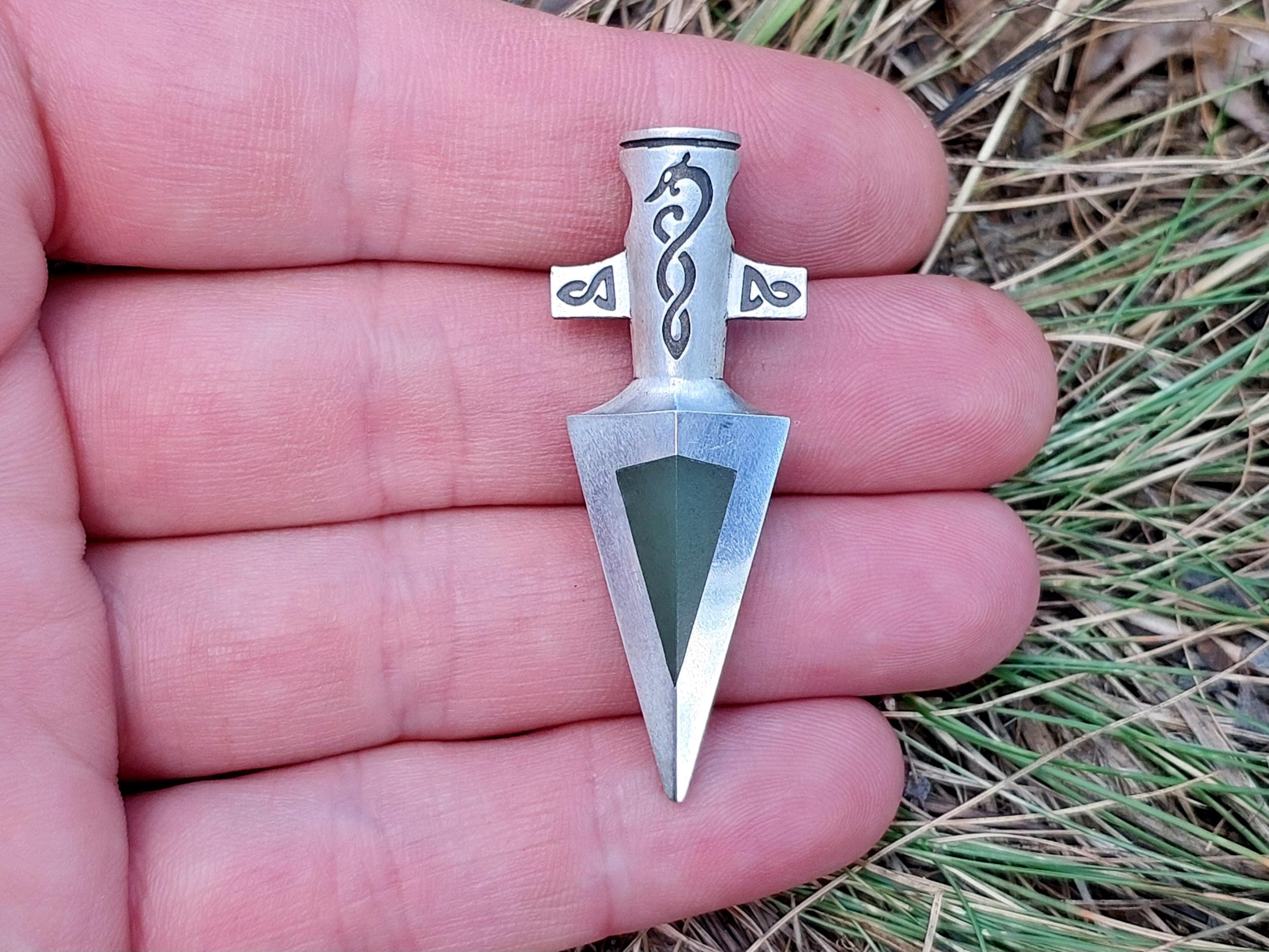 Viking Necklace - Labradorite Viking Axe Pendant, Norse Axe Necklace, Handmade Stone Amulet, Silver