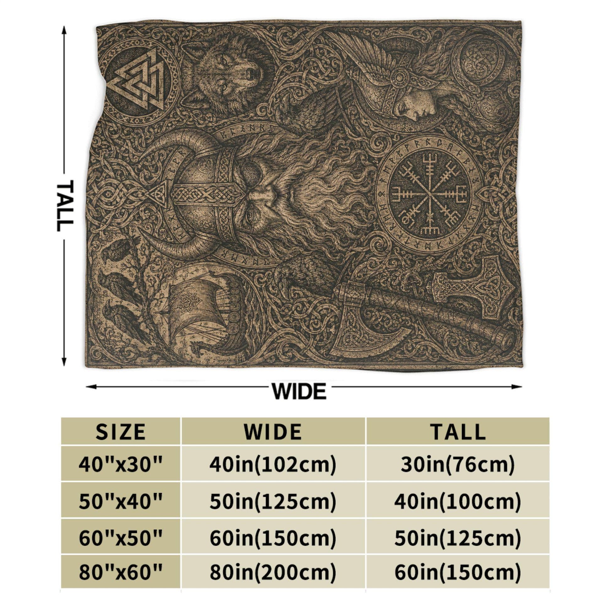 Viking Odin Blanket - Viking Odin Flannel Blanket, Norse Mythology Woodcut Art Throw, Pagan Gothic