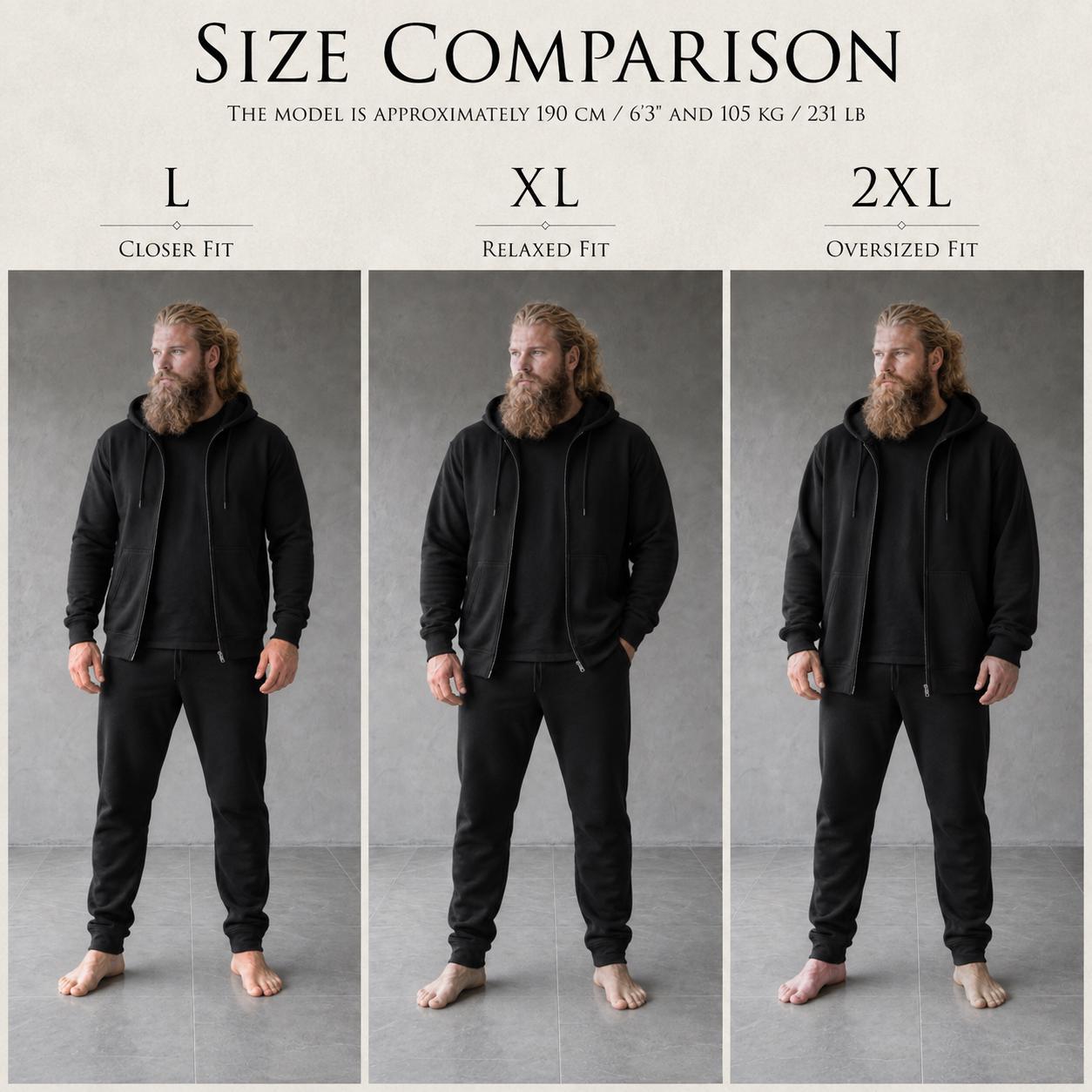 Viking Thor's Hammer Hoodie - Personalized Viking Zip Hoodie for Men Custom Rune Name Norse Symbol