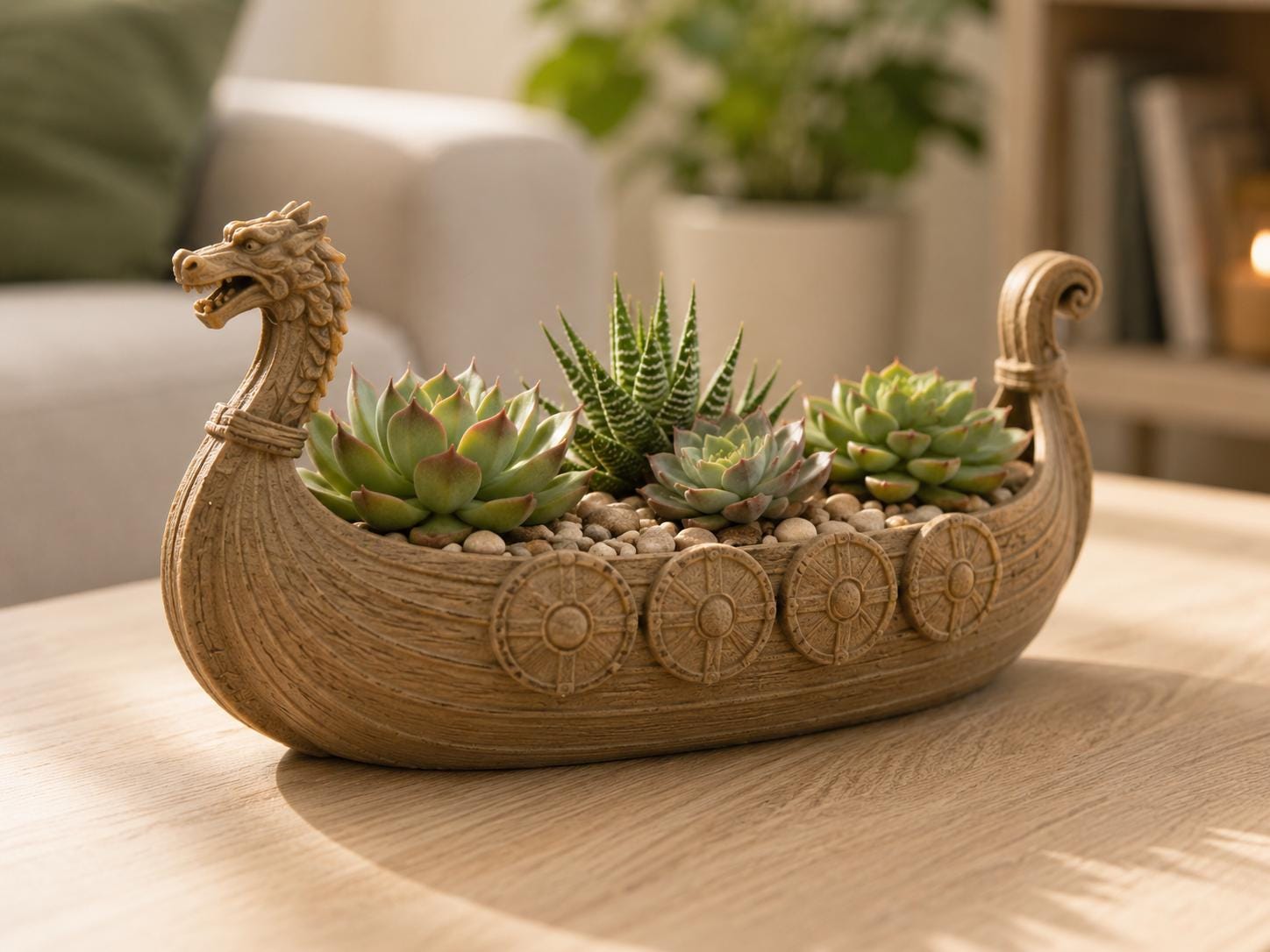 Viking Longship Home Decor - Viking Longship Planter, Norse Dragon Boat Succulent Pot, Nordic Plant