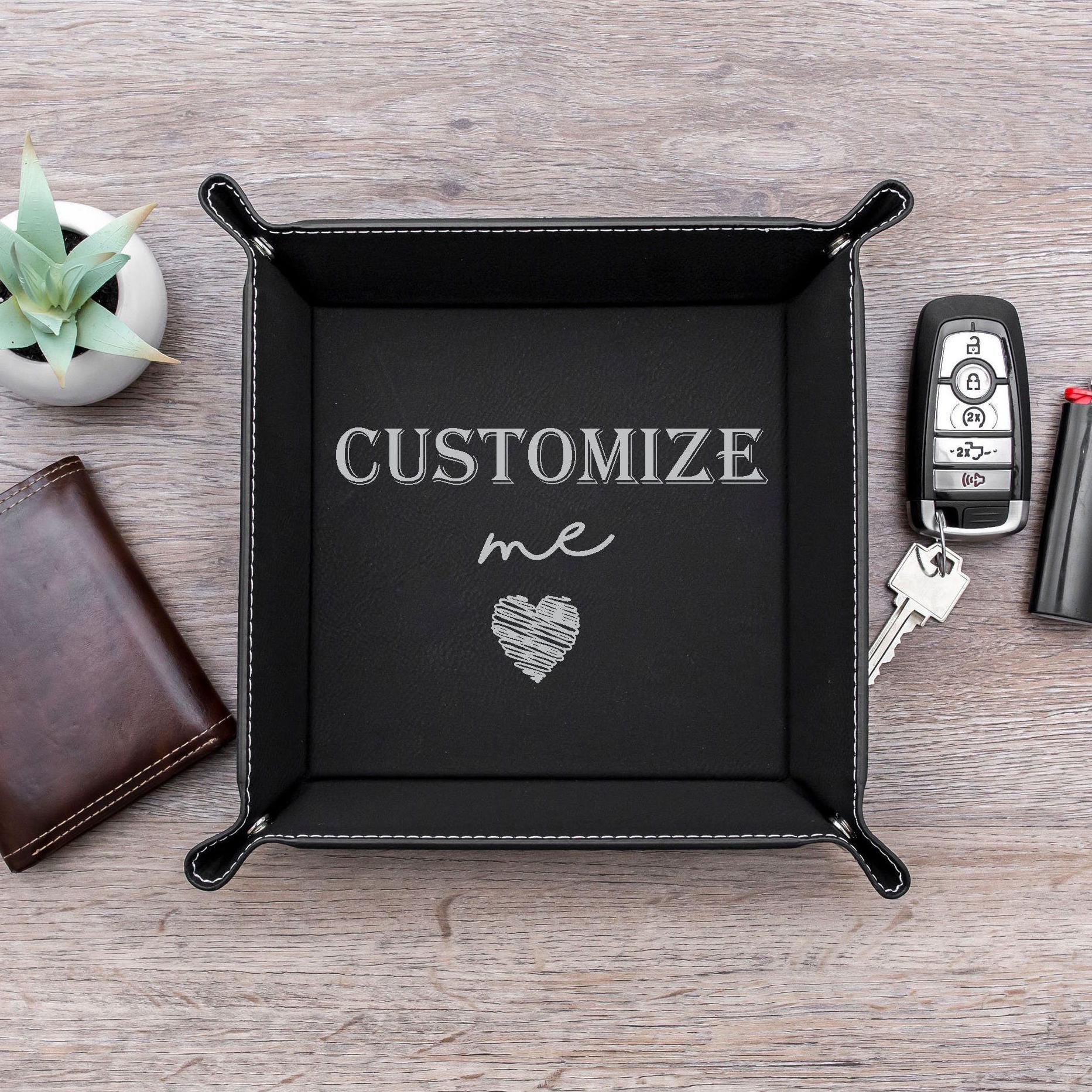 Viking Thor's Hammer Home Decor - Norse Valet Tray with Thor’s Hammer & Ravens, Viking Leather