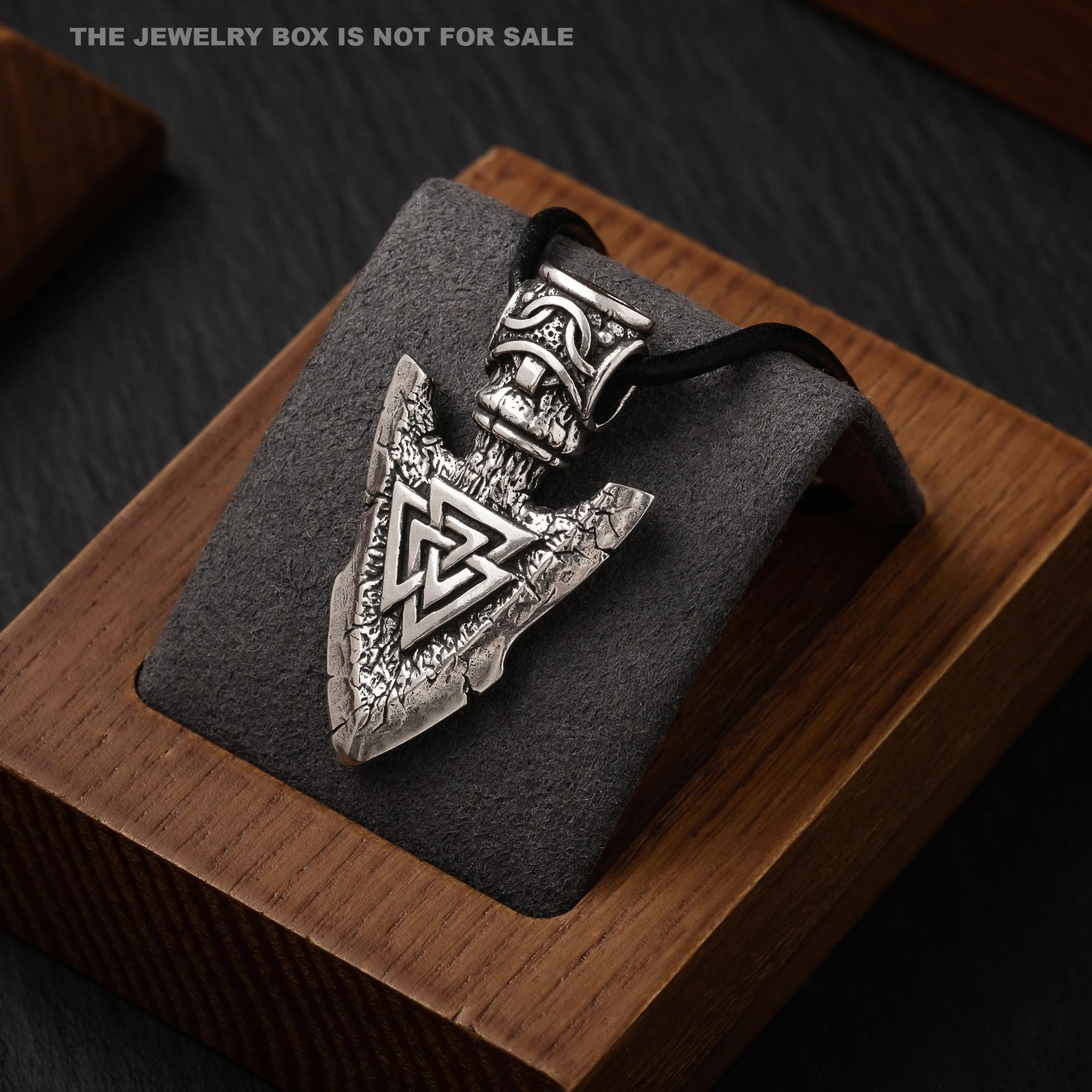Viking Odin Necklace - Viking Necklace Odin's Spear Gungnir with Valknut Norse Pendant Gift for Men