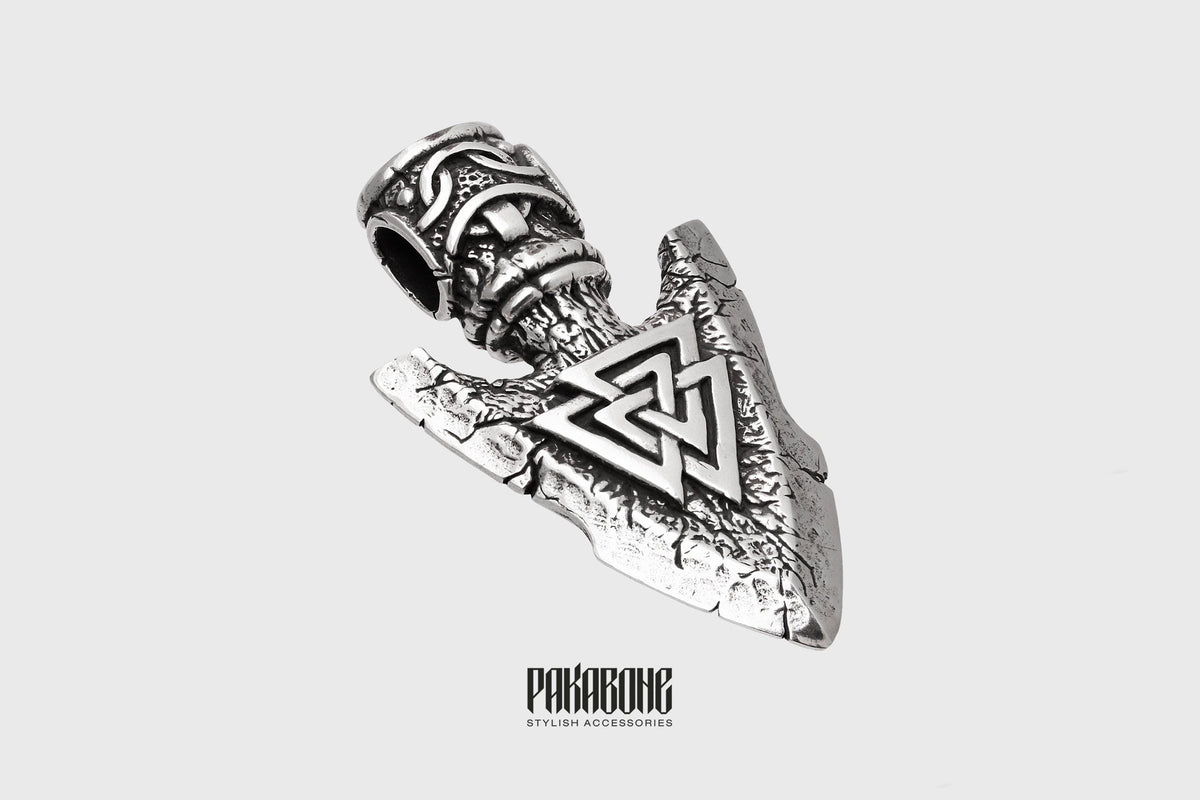 Viking Odin Necklace - Viking Necklace Odin's Spear Gungnir with Valknut Norse Pendant Gift for Men