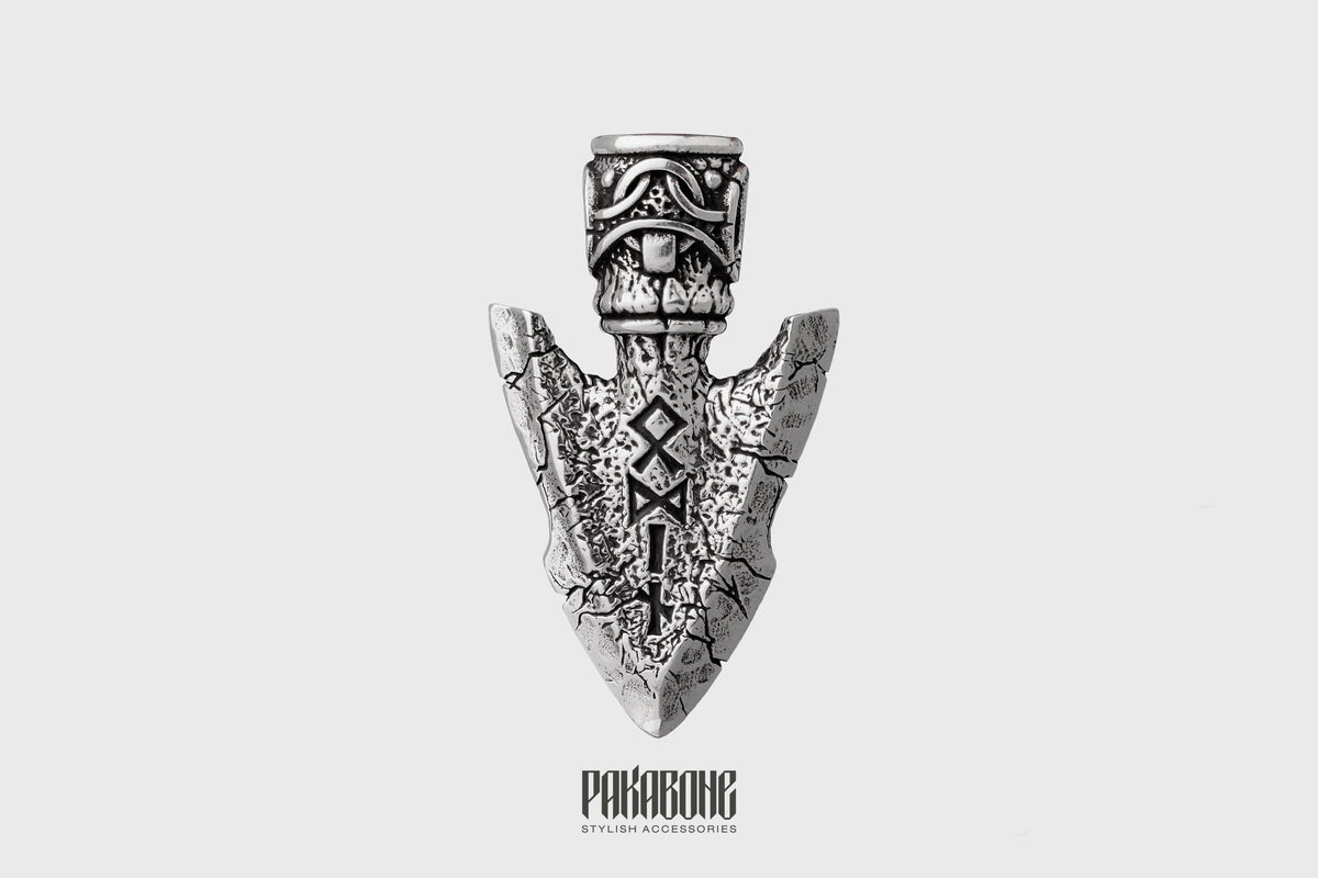 Viking Odin Necklace - Viking Necklace Odin's Spear Gungnir with Valknut Norse Pendant Gift for Men
