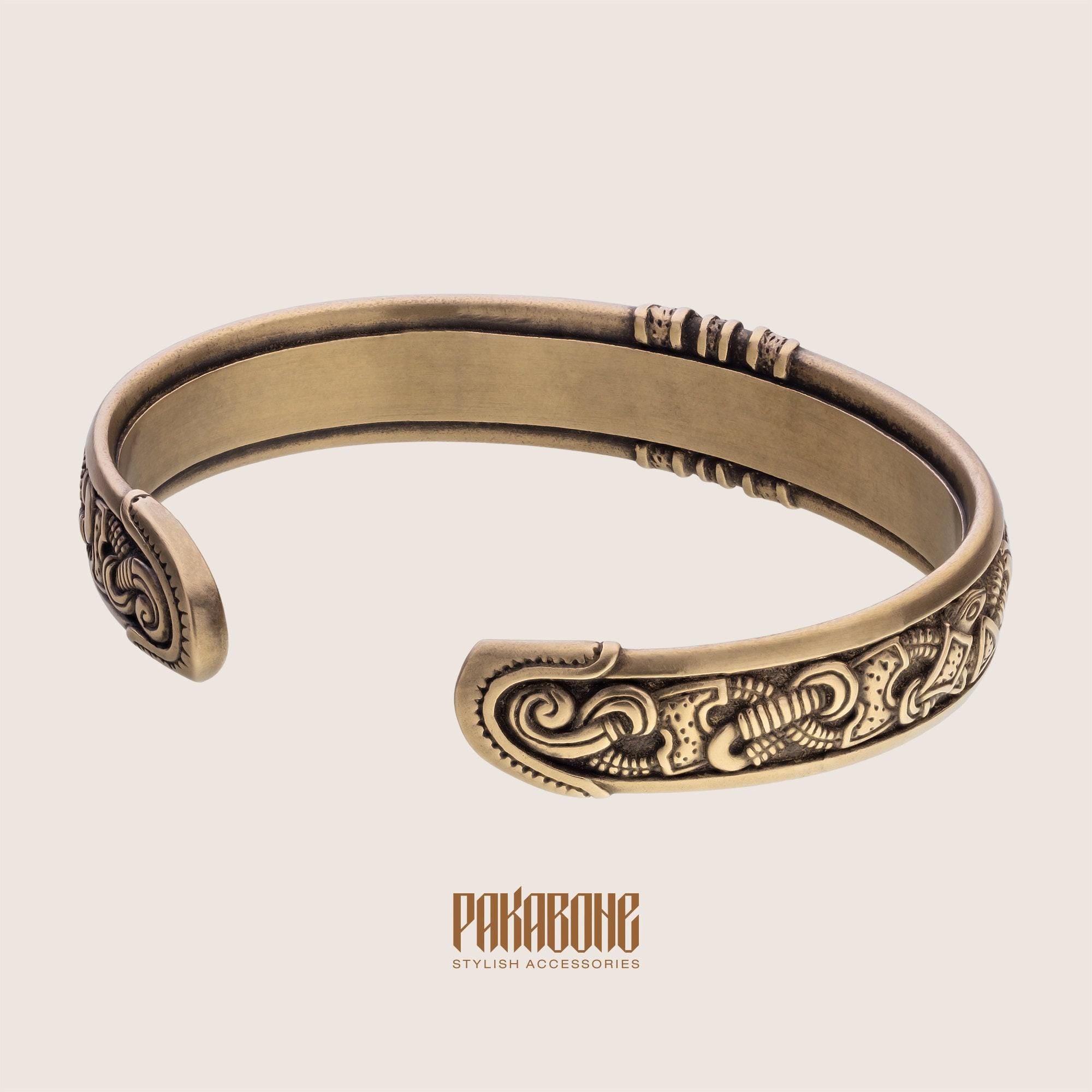 Viking Bracelet - Norse Bracelet - Viking Bronze Cuff - Norse Art Jelling Style - Viking Jewelry