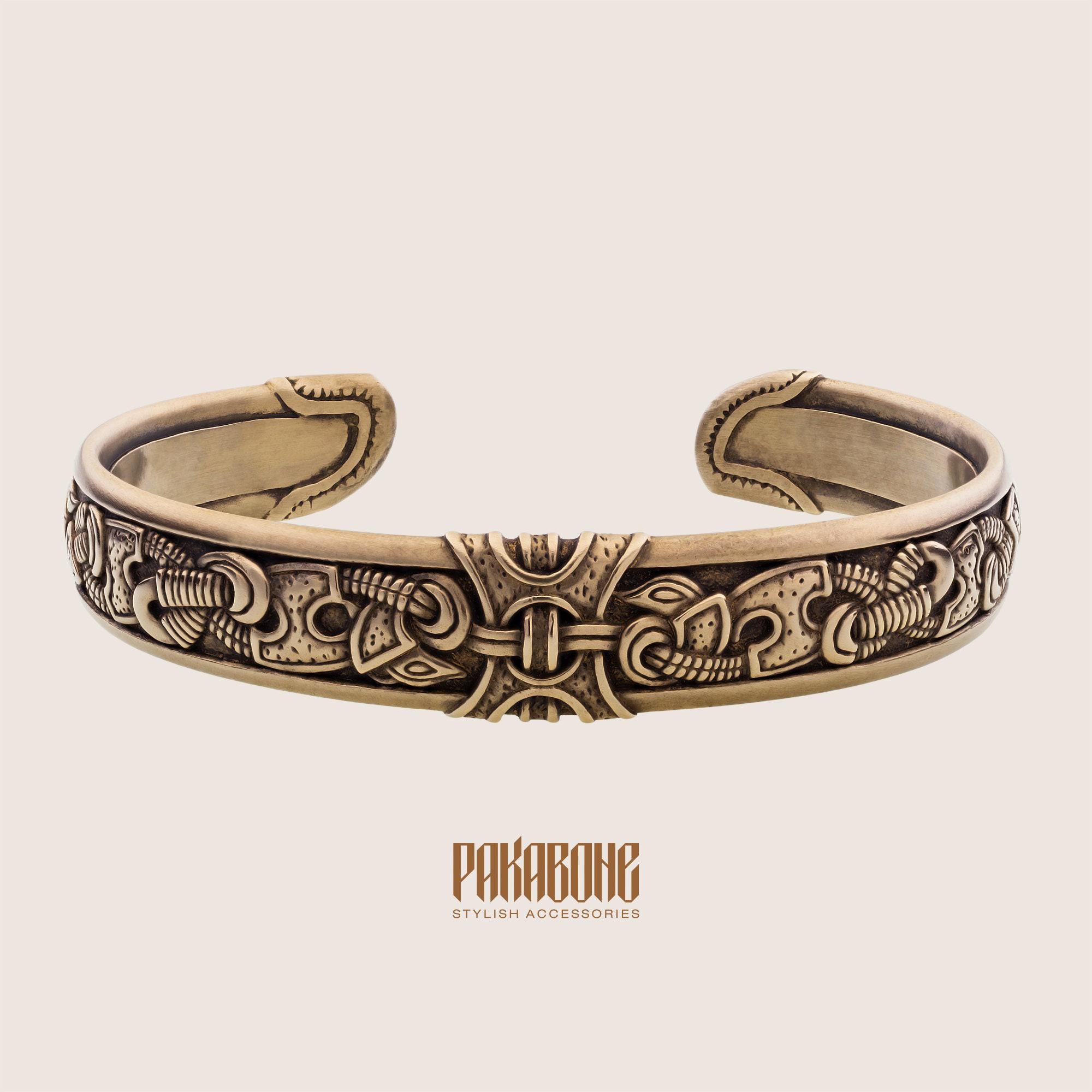 Viking Bracelet - Norse Bracelet - Viking Bronze Cuff - Norse Art Jelling Style - Viking Jewelry