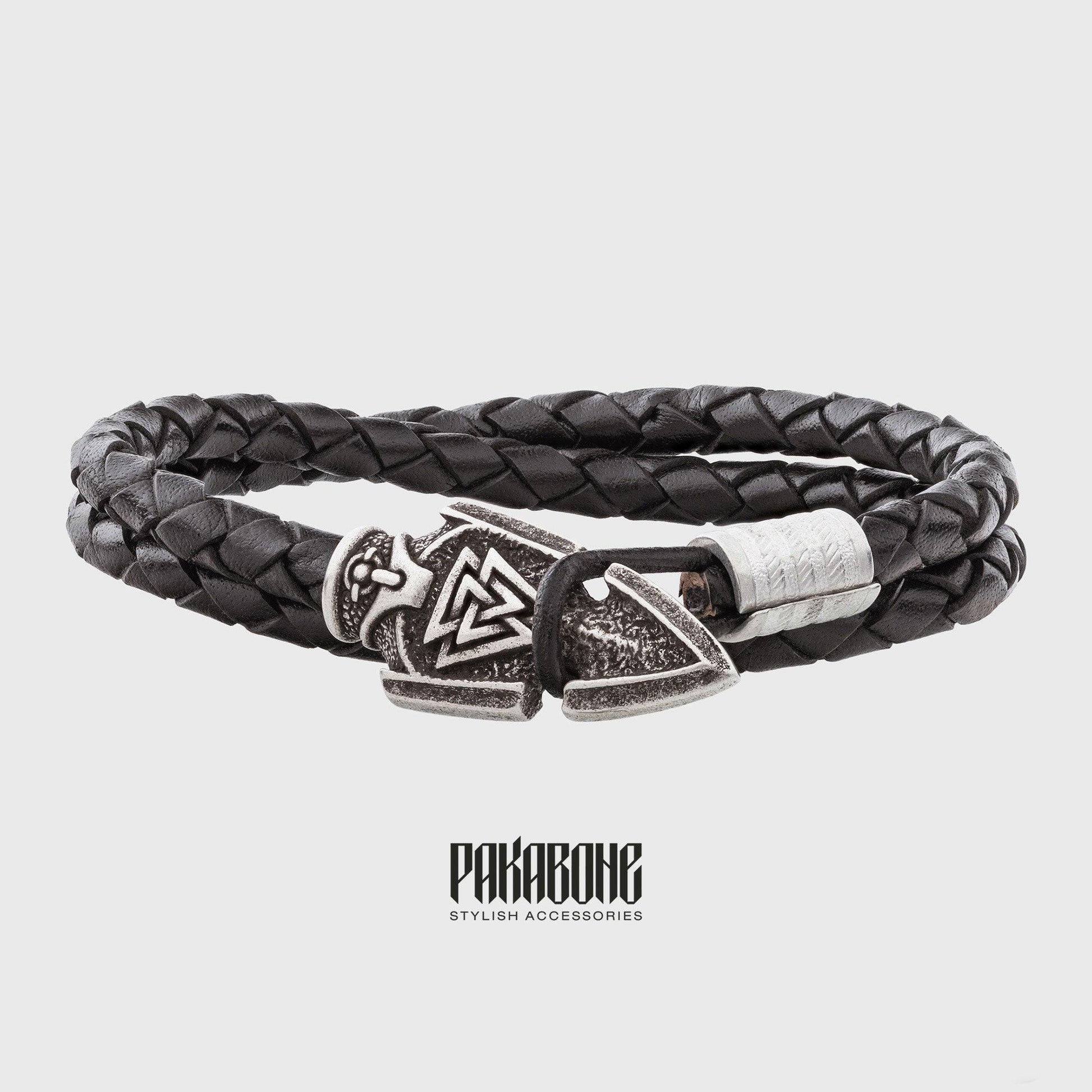 Viking Rune Necklace - Viking Rune Bracelet for Men, Norse Protection Leather Bracelet, Talisman
