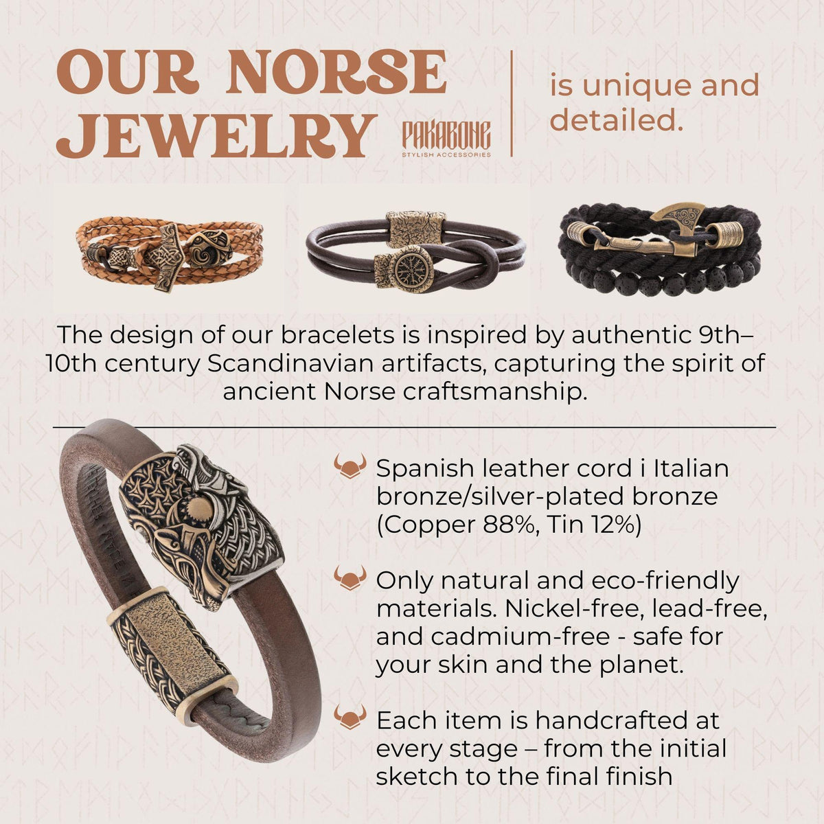 Viking Thor's Hammer Bracelet - Viking Leather Bracelet with Thor's Hammer Gift for Men and Women