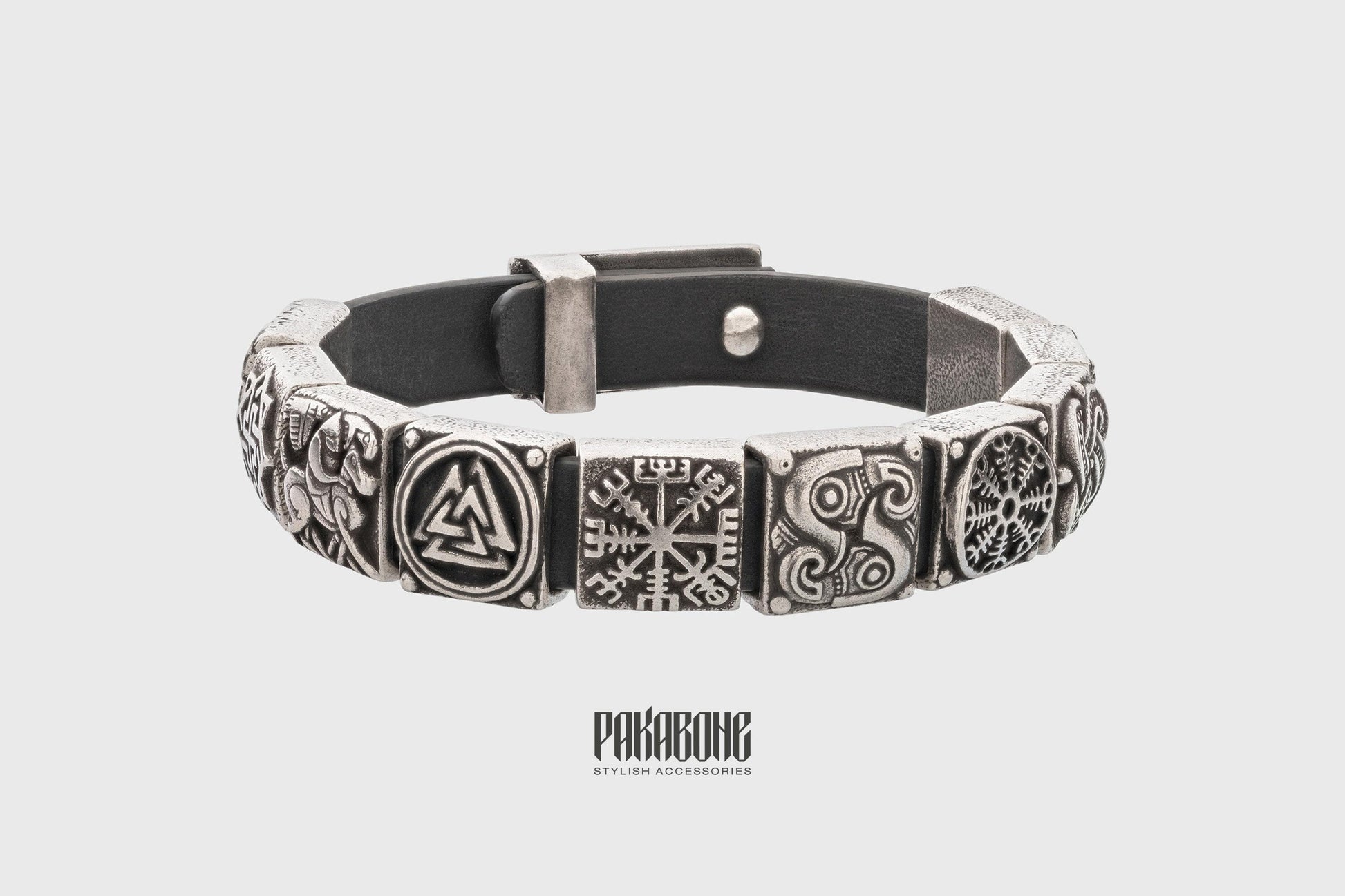 Viking Rune Necklace - Viking Rune Bracelet for Men, Norse Protection Leather Bracelet, Talisman