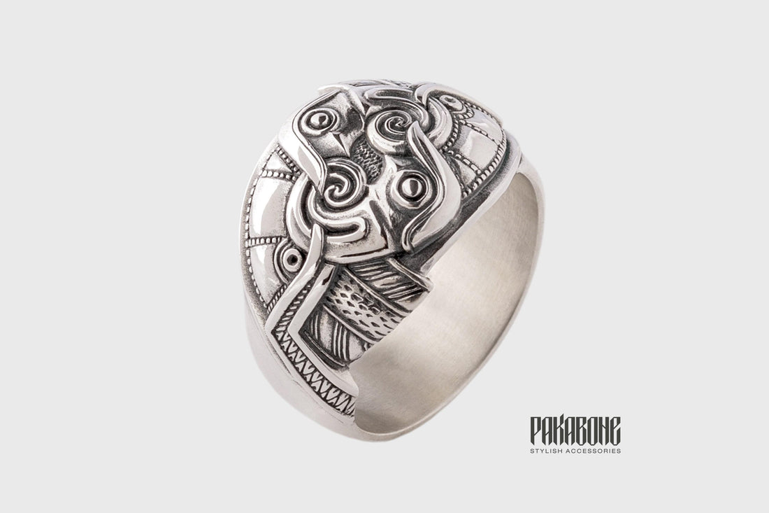 Viking Odin Ring - Huginn and Muninn Ring 925 Sterling Silver, Odin Ravens Viking Ring, Norse