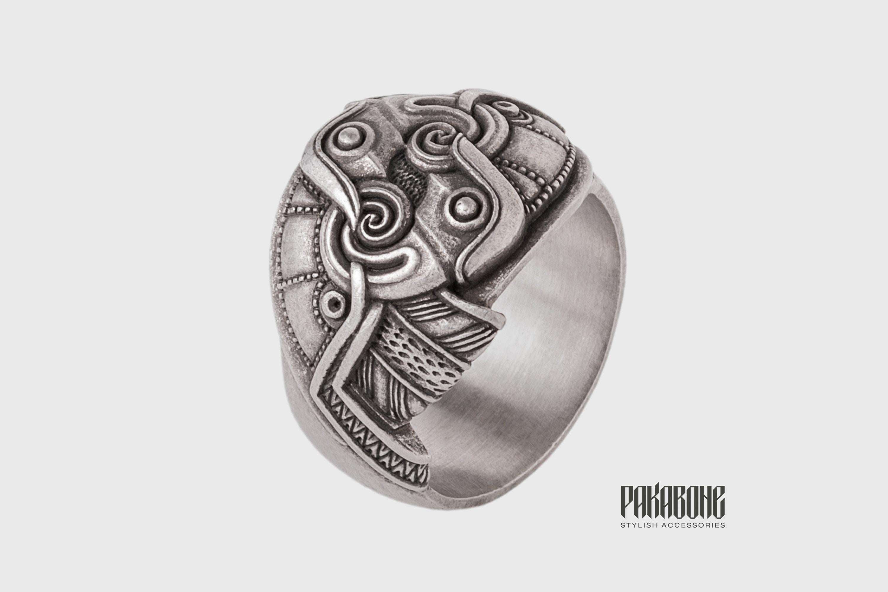Viking Odin Ring - Huginn and Muninn Ring 925 Sterling Silver, Odin Ravens Viking Ring, Norse