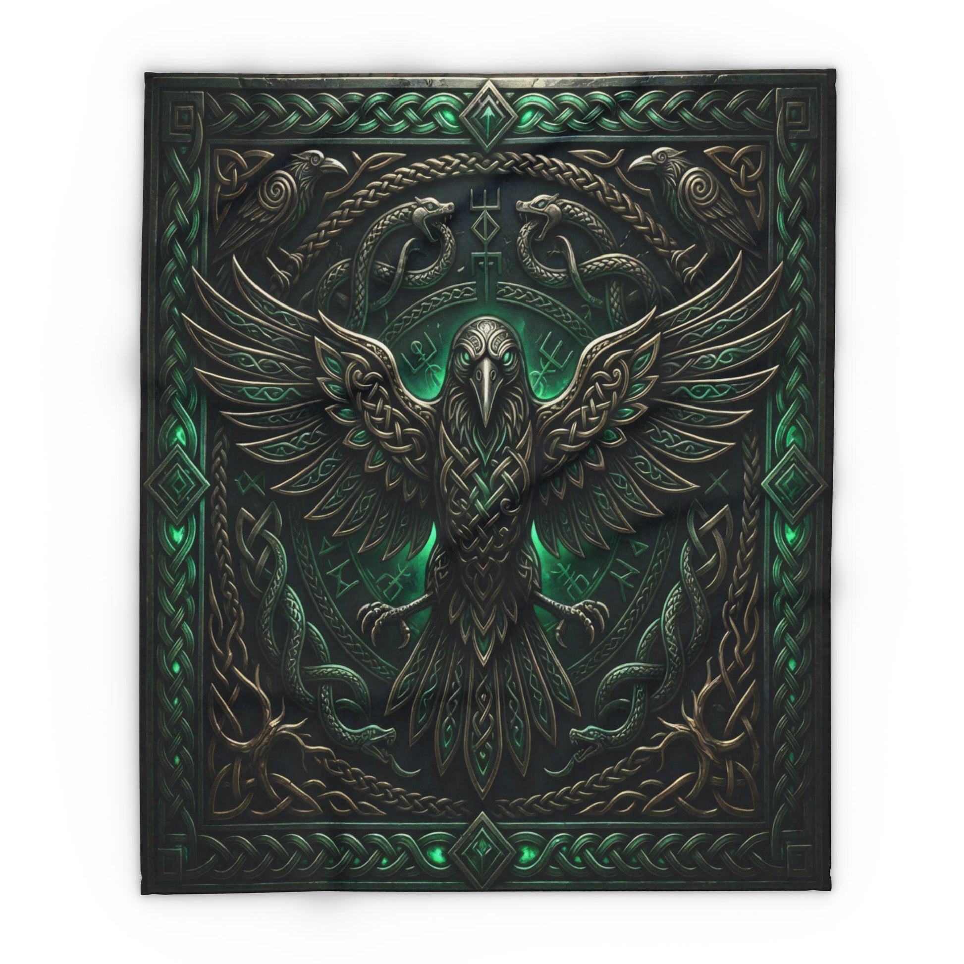 Viking Blanket - Viking Bear Fleece Blanket, Norse Berserker Arctic Throw, Crossed Battle Axes