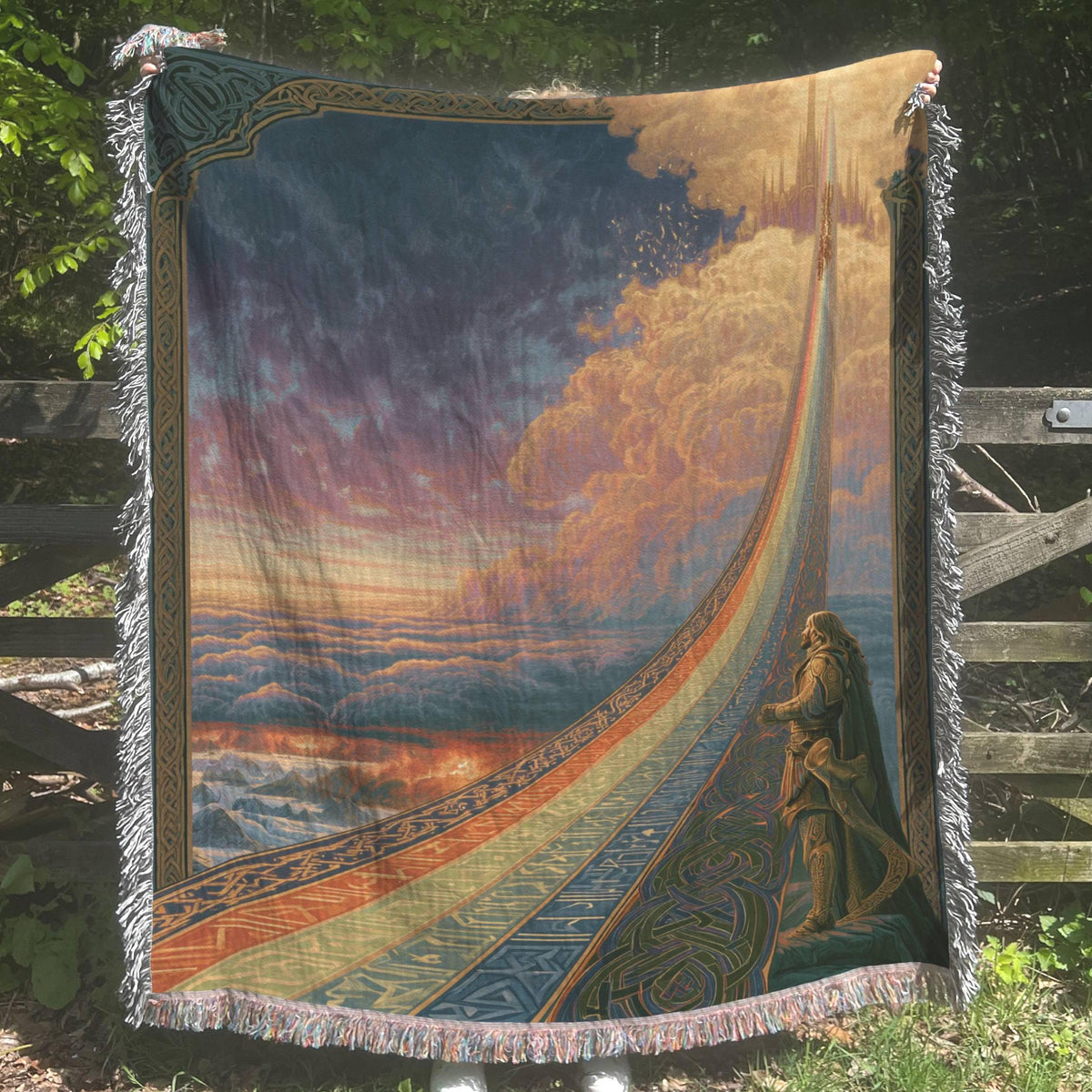 Viking Blanket - Viking Axe Shield Woven Blanket, Norse Warrior Tapestry, Celtic Knotwork Throw