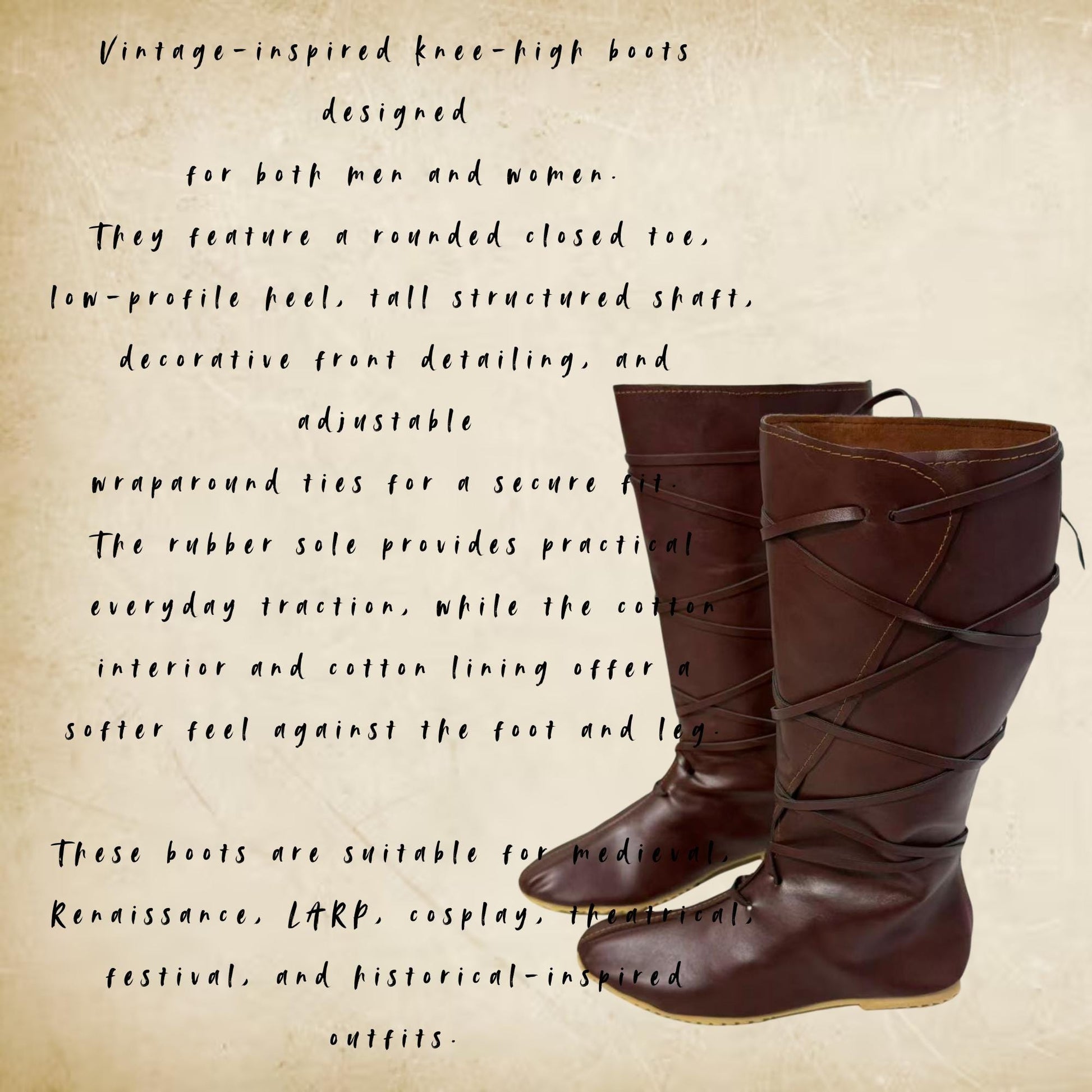 Viking Boots - Medieval Knee High Leather Boots – Renaissance Boots, LARP Footwear, Viking Boots