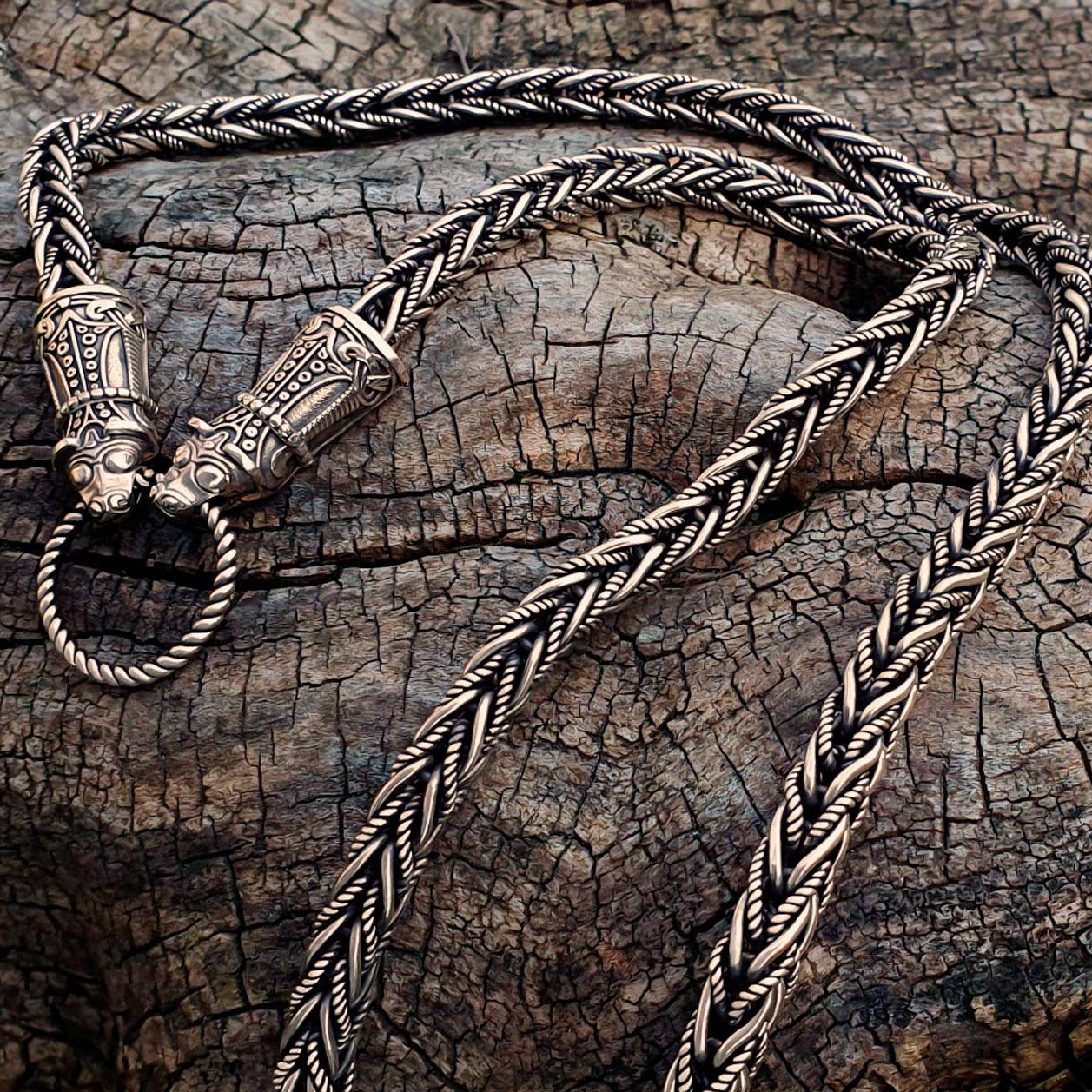 Viking Necklace - Bronze Double-link Viking Chain Necklace - Norse Jewelry