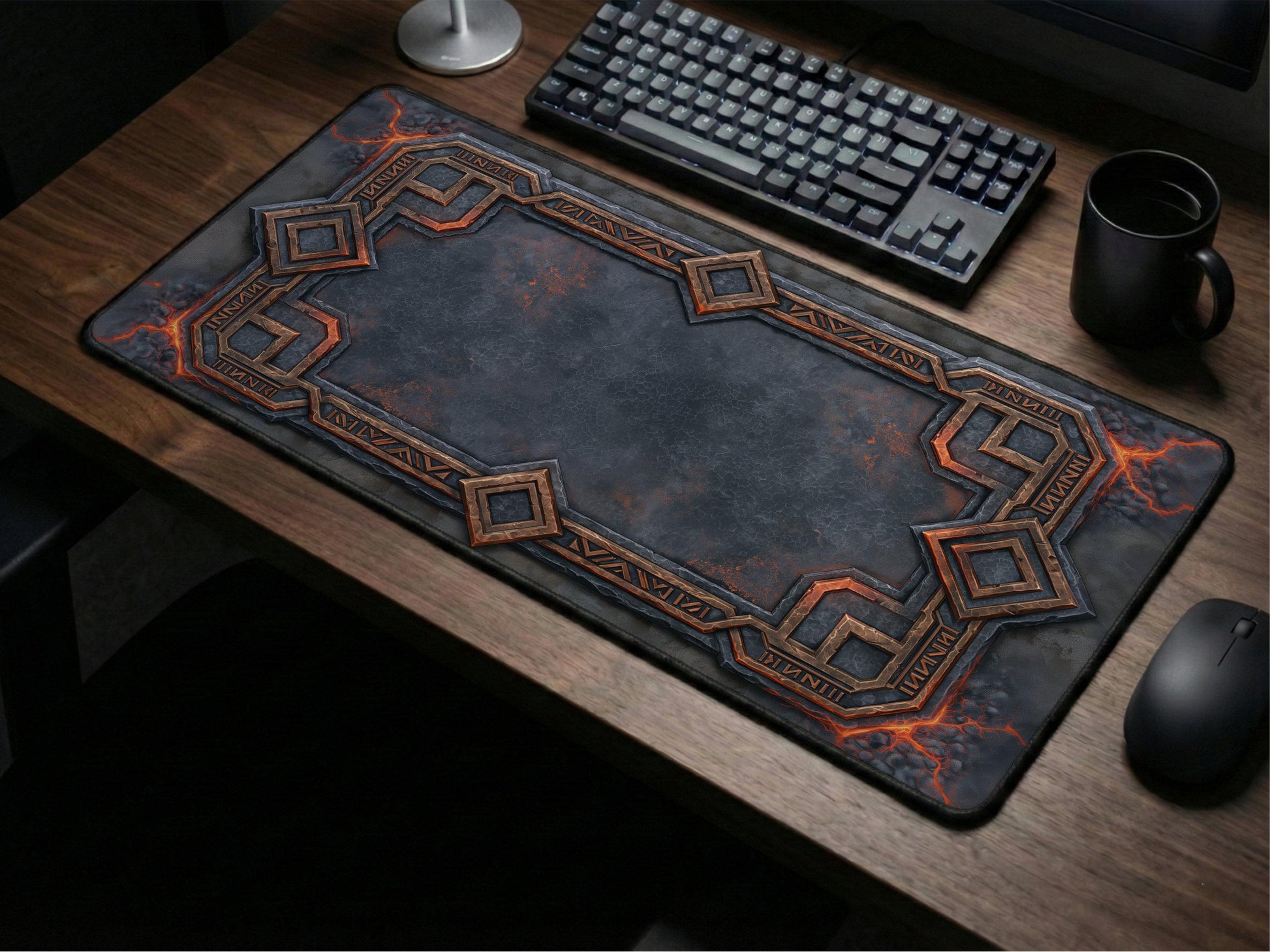 Viking Rune Leather Accessory - Personalized Norse Mythology Desk Mat, Ethnic Norse Name In Viking