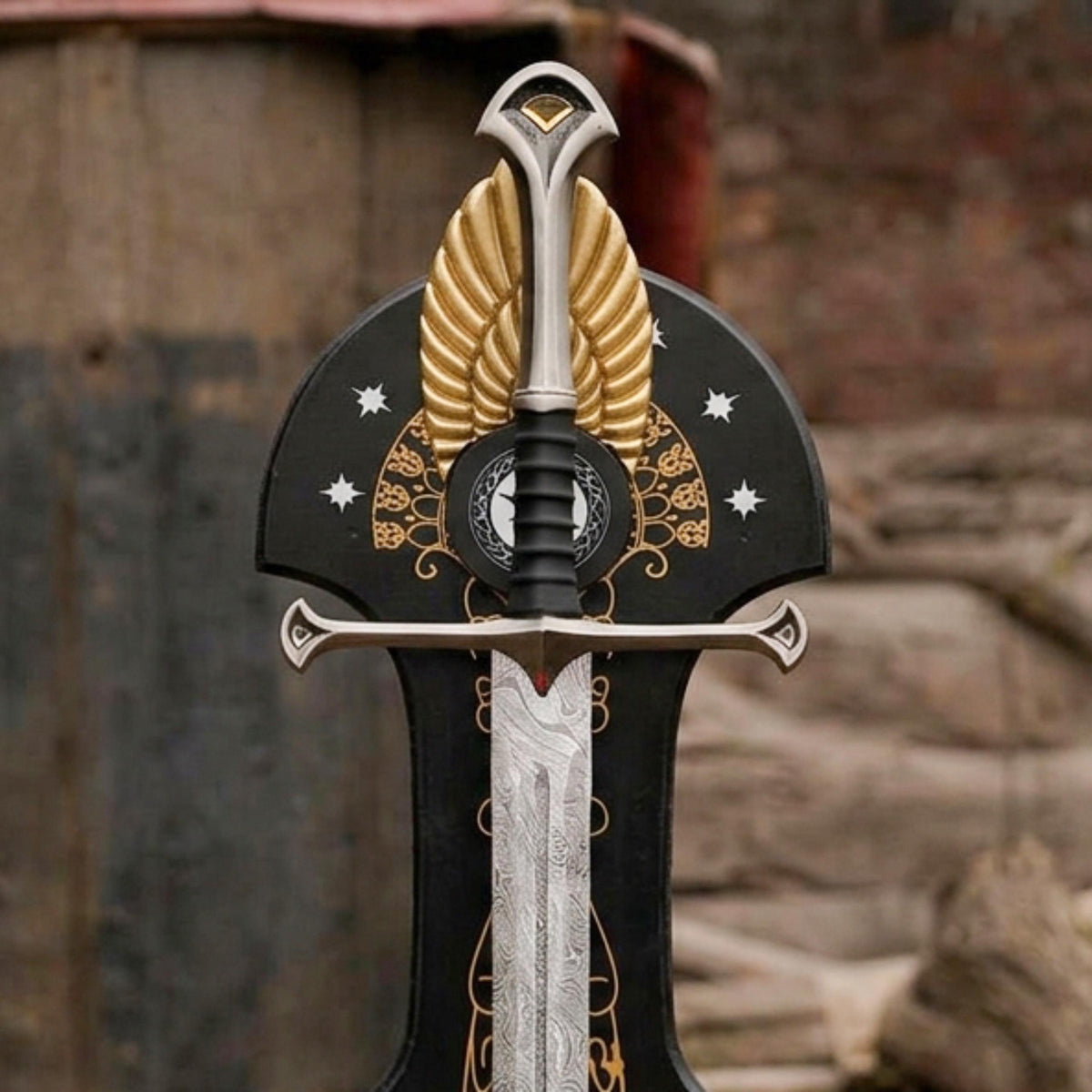 Viking Weapon Replica - Handmade Damascus Steel Celtic Leaf Sword, Viking Medieval Display Sword