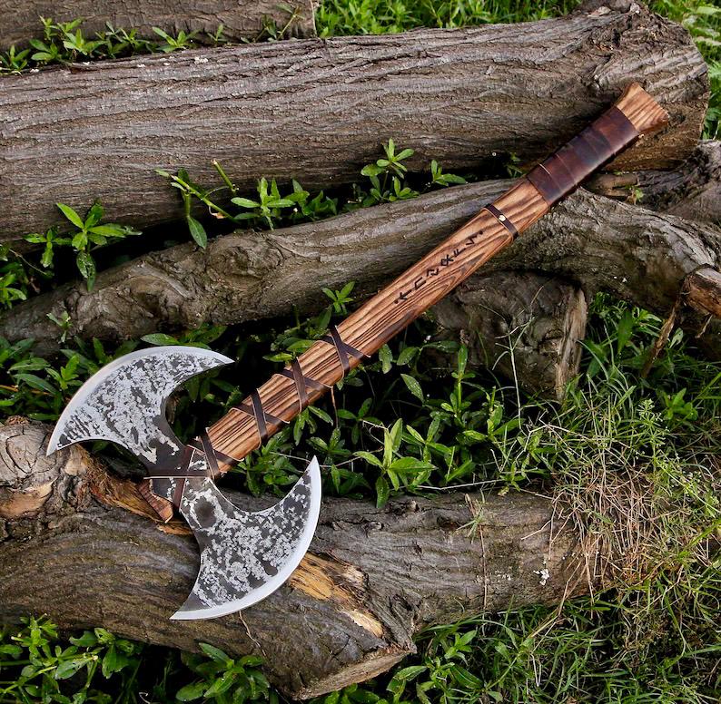 Viking Wolf Weapon Replica - Handmade Viking Raven Axe, Wolf Axe, Norse Hatchet, Medieval Axe