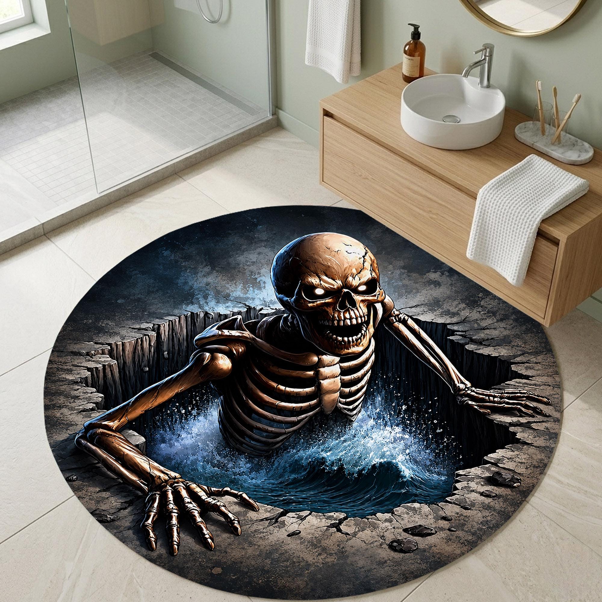 Viking Odin Rug - Viking Round Rug, Norse Mythology Area Rug, Runic Circle Floor Mat, Horn of Odin
