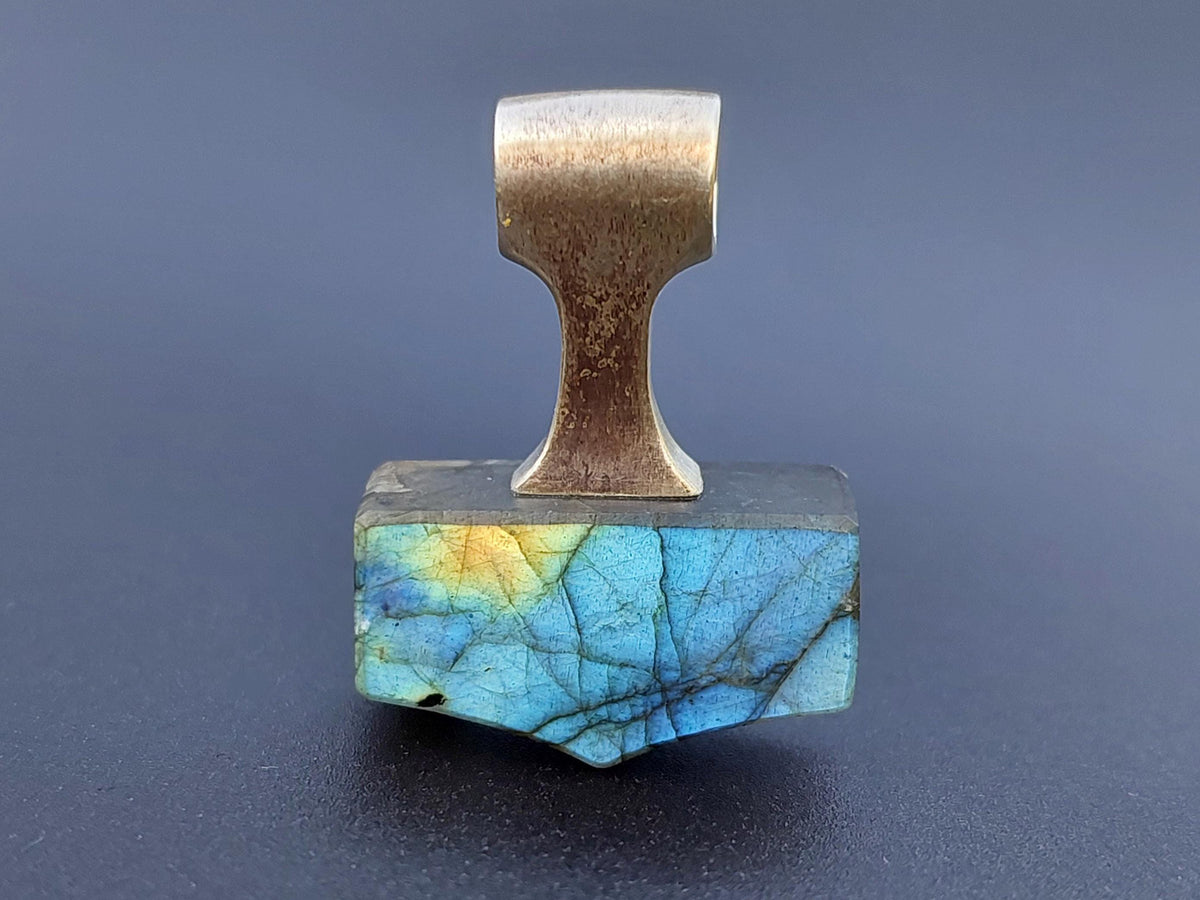 Viking Necklace - Labradorite Viking Axe Pendant, Norse Axe Necklace, Handmade Stone Amulet, Silver