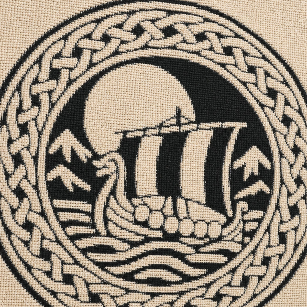 Viking Longship Blanket - Norse Blanket Viking Longship Throw, Woven Cotton Tapestry, Fringed Sofa