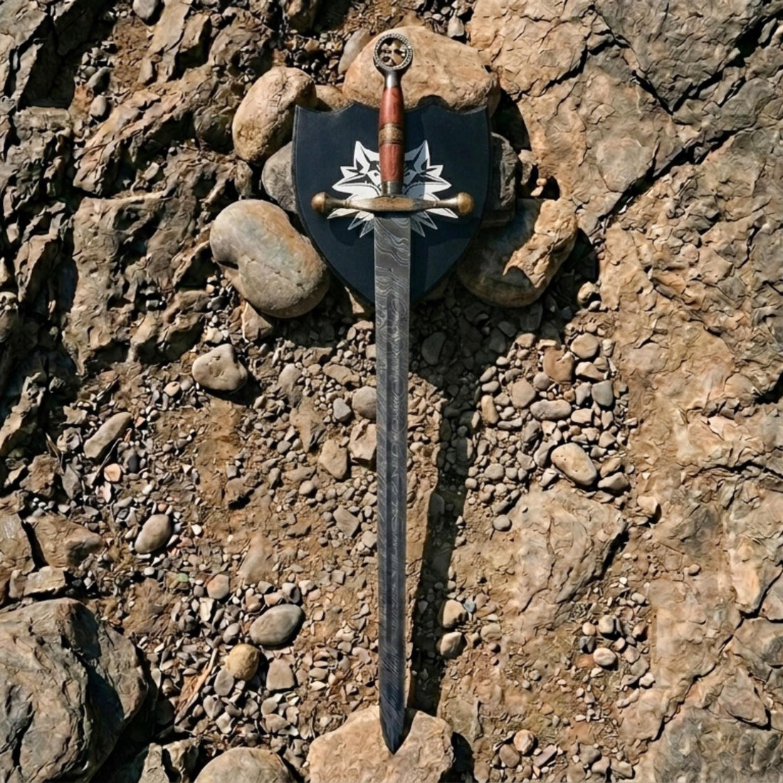 Viking Weapon Replica - Handmade Damascus Steel Celtic Leaf Sword, Viking Medieval Display Sword