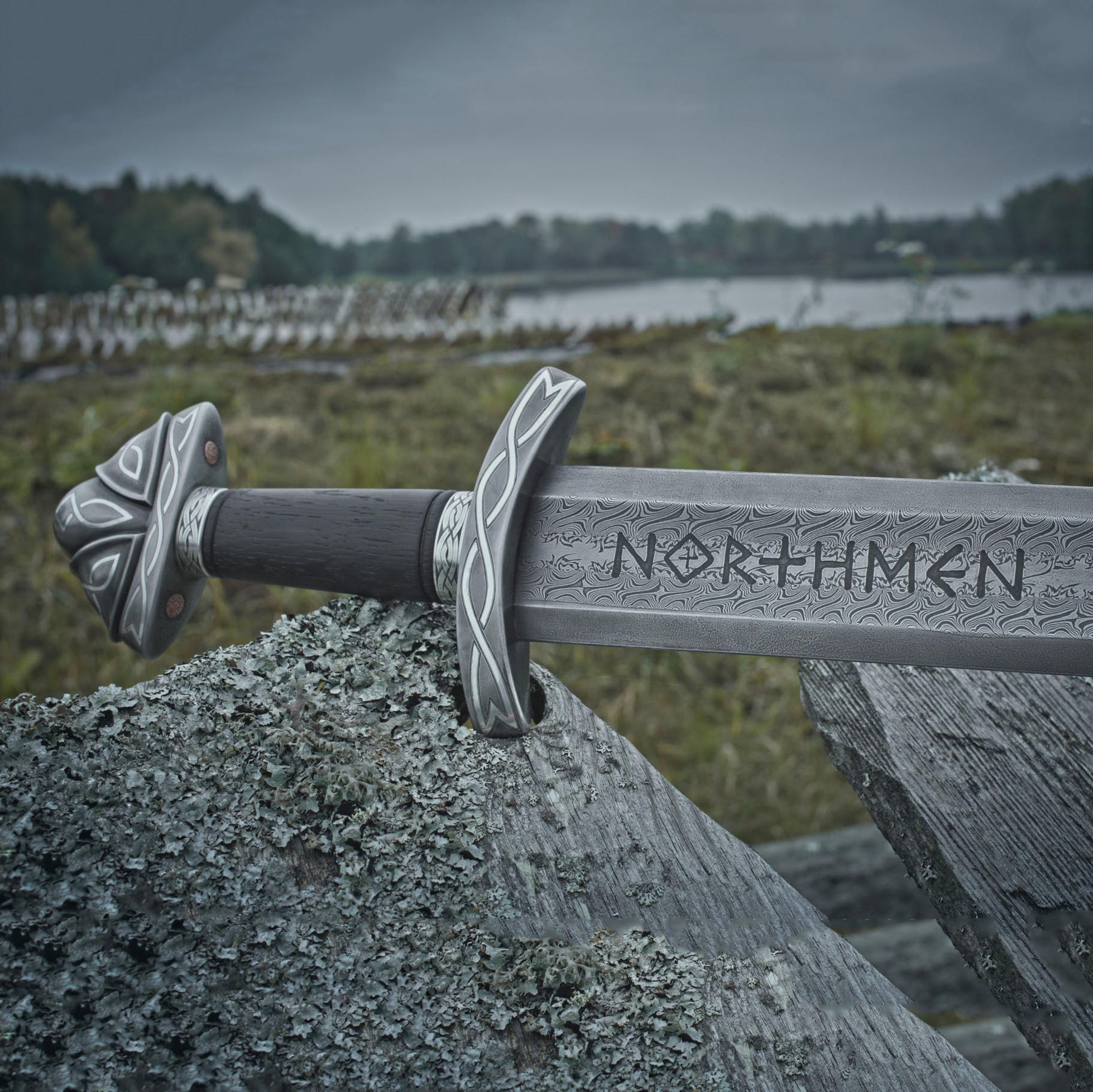 Viking Weapon Replica - Handmade Damascus Steel Celtic Leaf Sword, Viking Medieval Display Sword