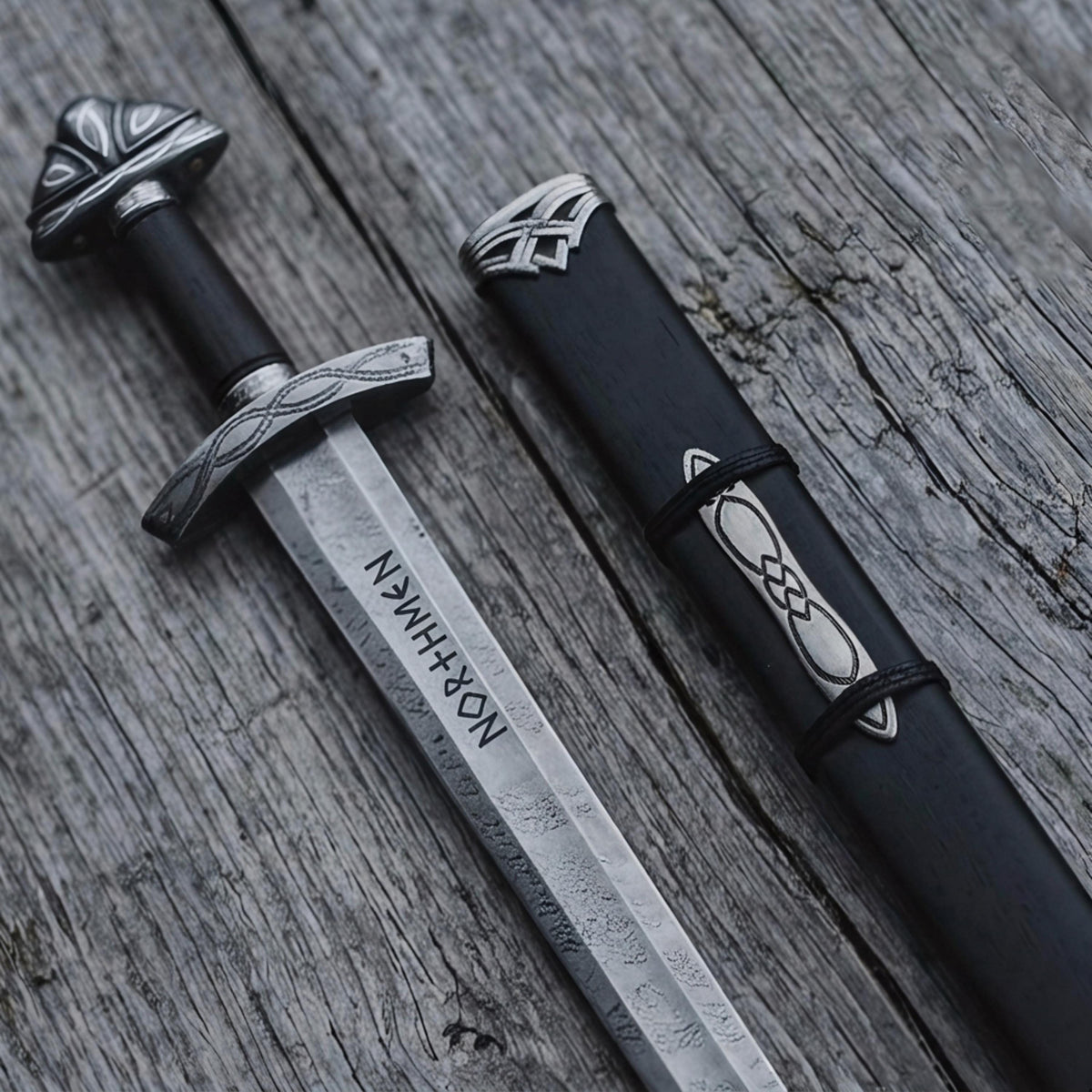 Viking Weapon Replica - Handmade Damascus Steel Celtic Leaf Sword, Viking Medieval Display Sword