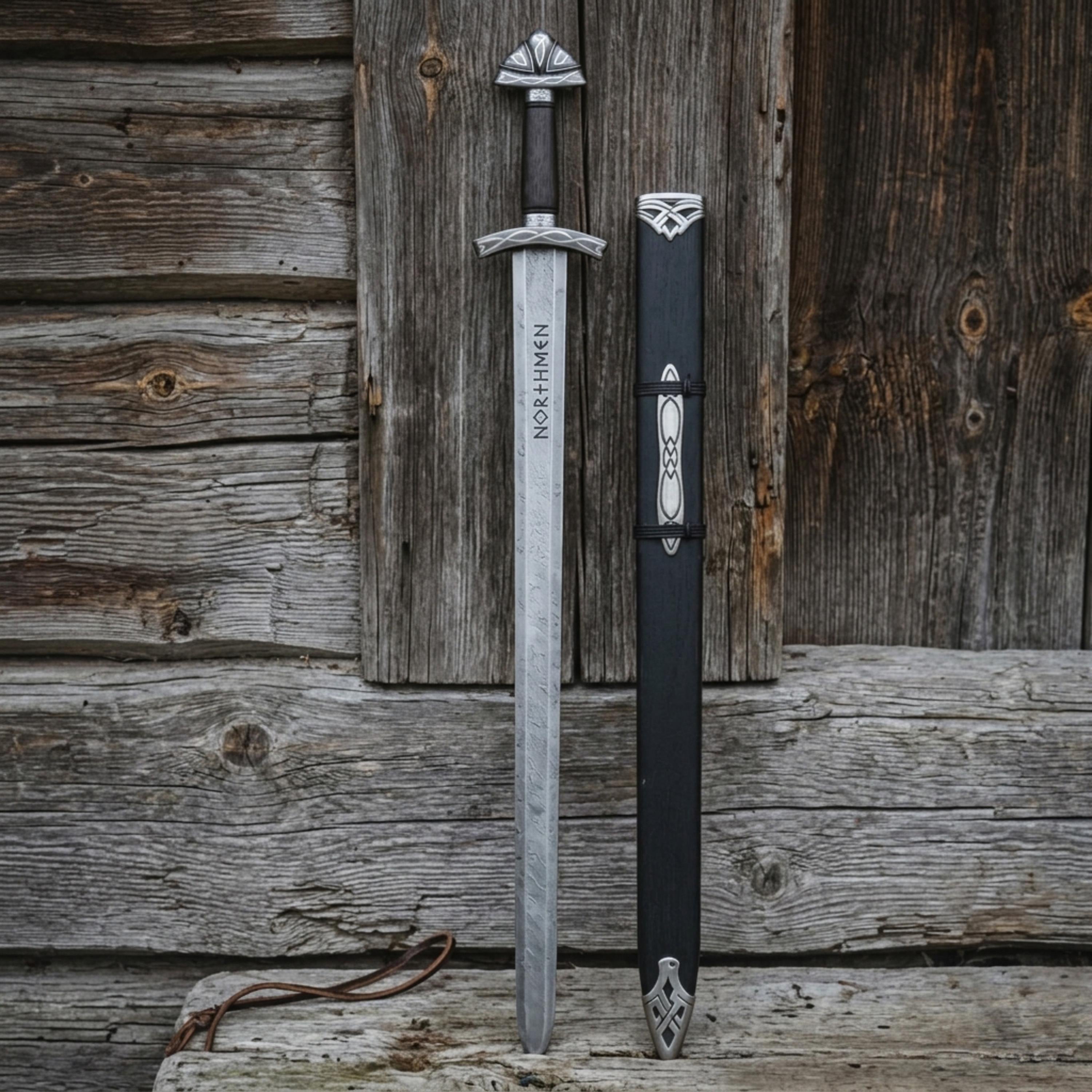 Viking Weapon Replica - Handmade Damascus Steel Celtic Leaf Sword, Viking Medieval Display Sword