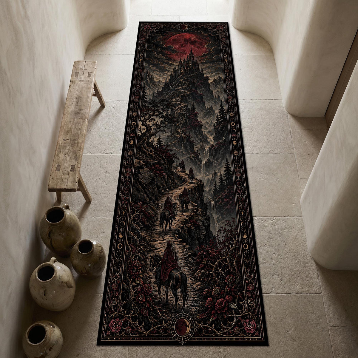 Viking Vegvisir Compass Rug - Vegvisir Shield Rug, Rune Symbol Rug, Norse Mythology Rug, Viking