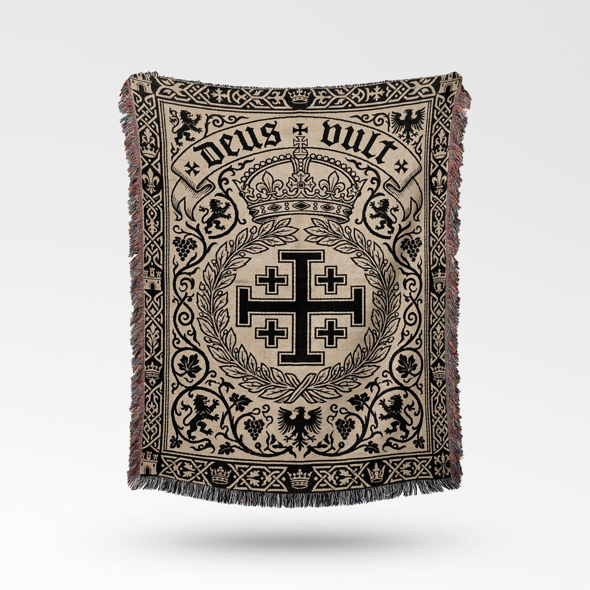 Viking Wolf Blanket - Viking Woven Blanket, Fenrir Wolf Decor, Norse Runes, Scandinavian Art