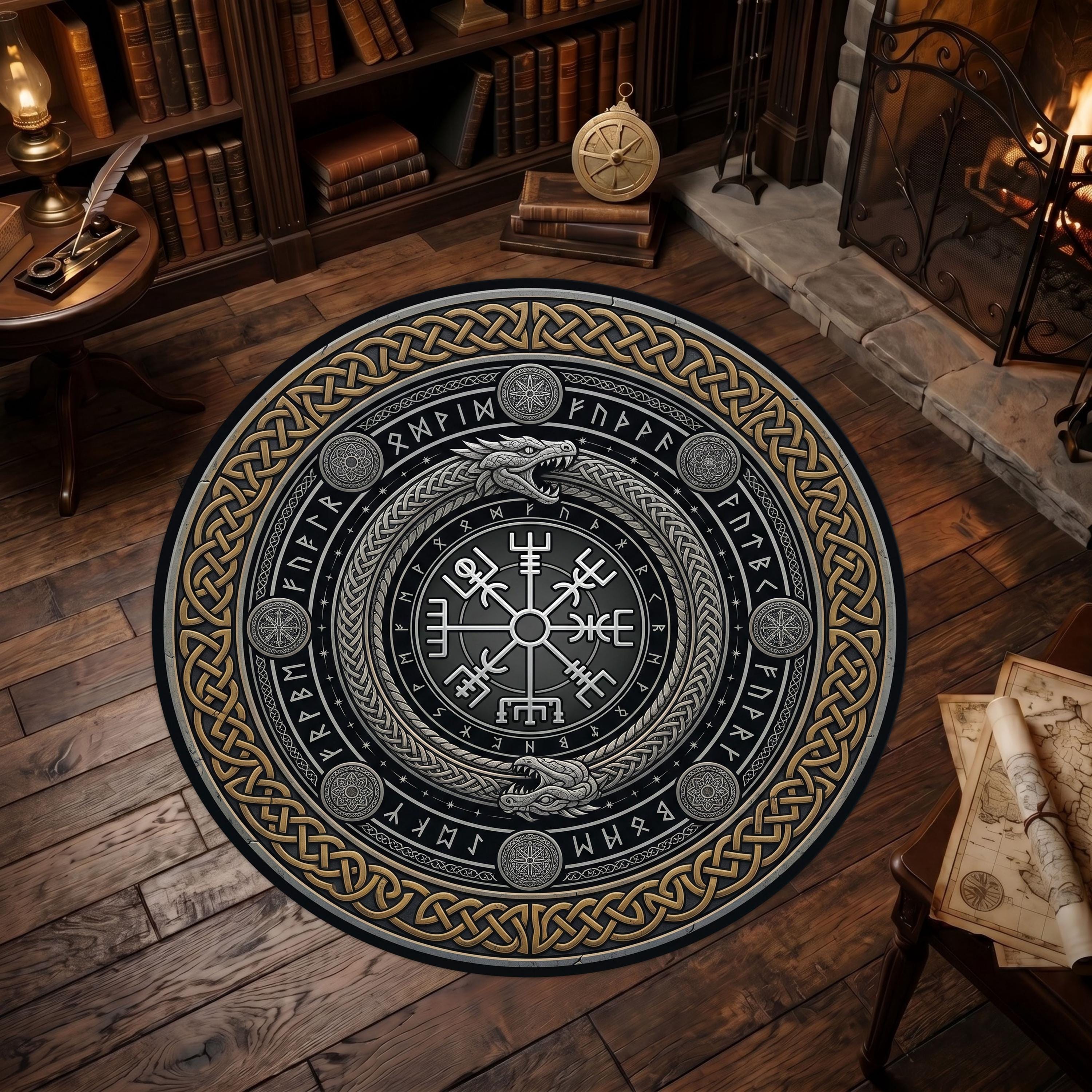 Viking Valknut Rug - Viking Decor Area Rug, Valknut Norse Pagan Rug, Scandinavian Design Carpet