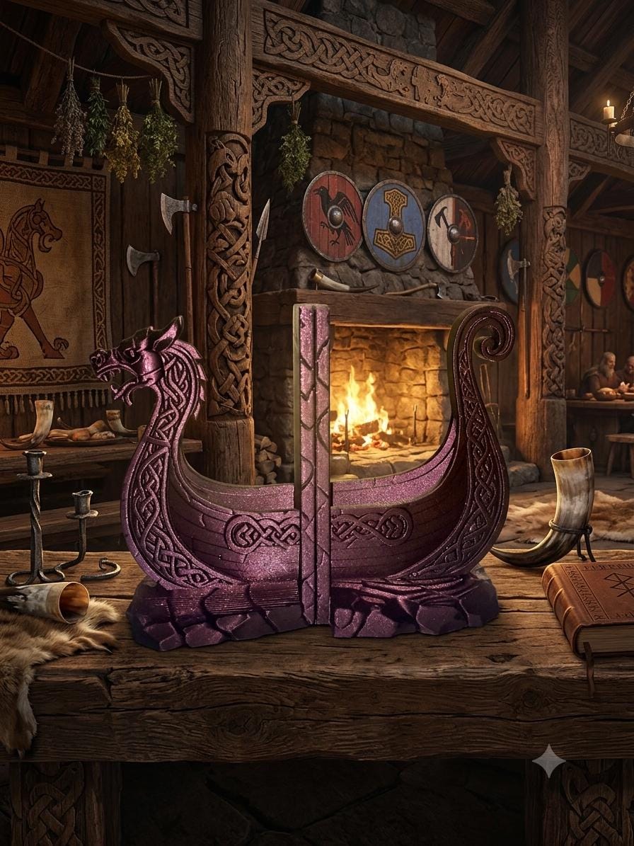 Viking Home Decor - Viking Ship Bookshelf Decor