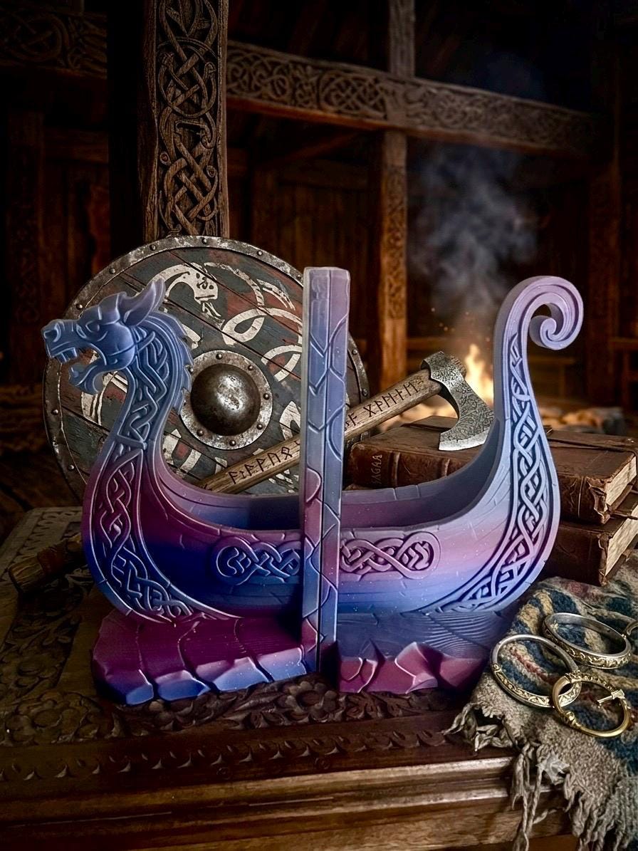Viking Home Decor - Viking Ship Bookshelf Decor
