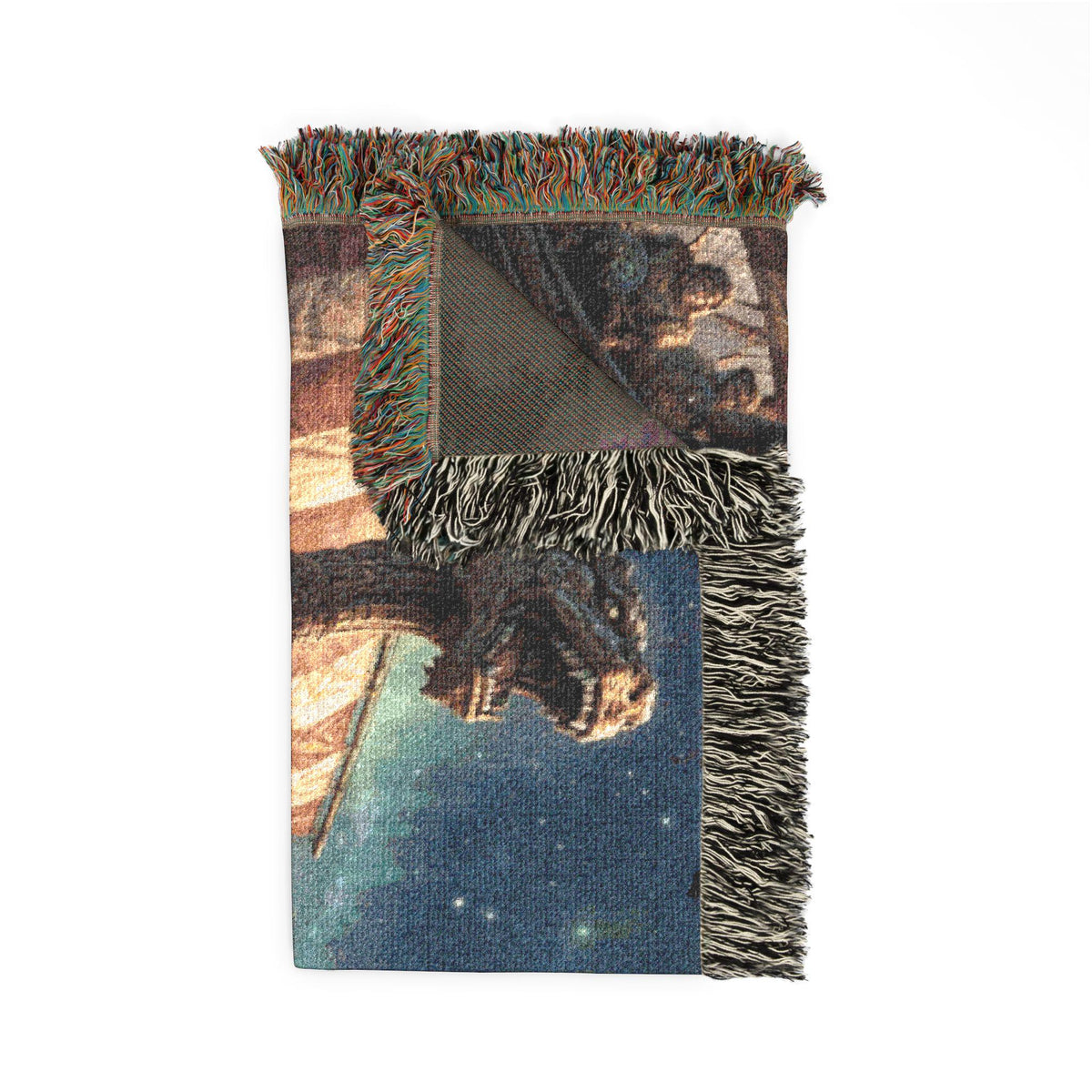 Viking Longship Blanket - Viking Longship Scene Woven Blanket, Norse Ships Aurora Tapestry Throw